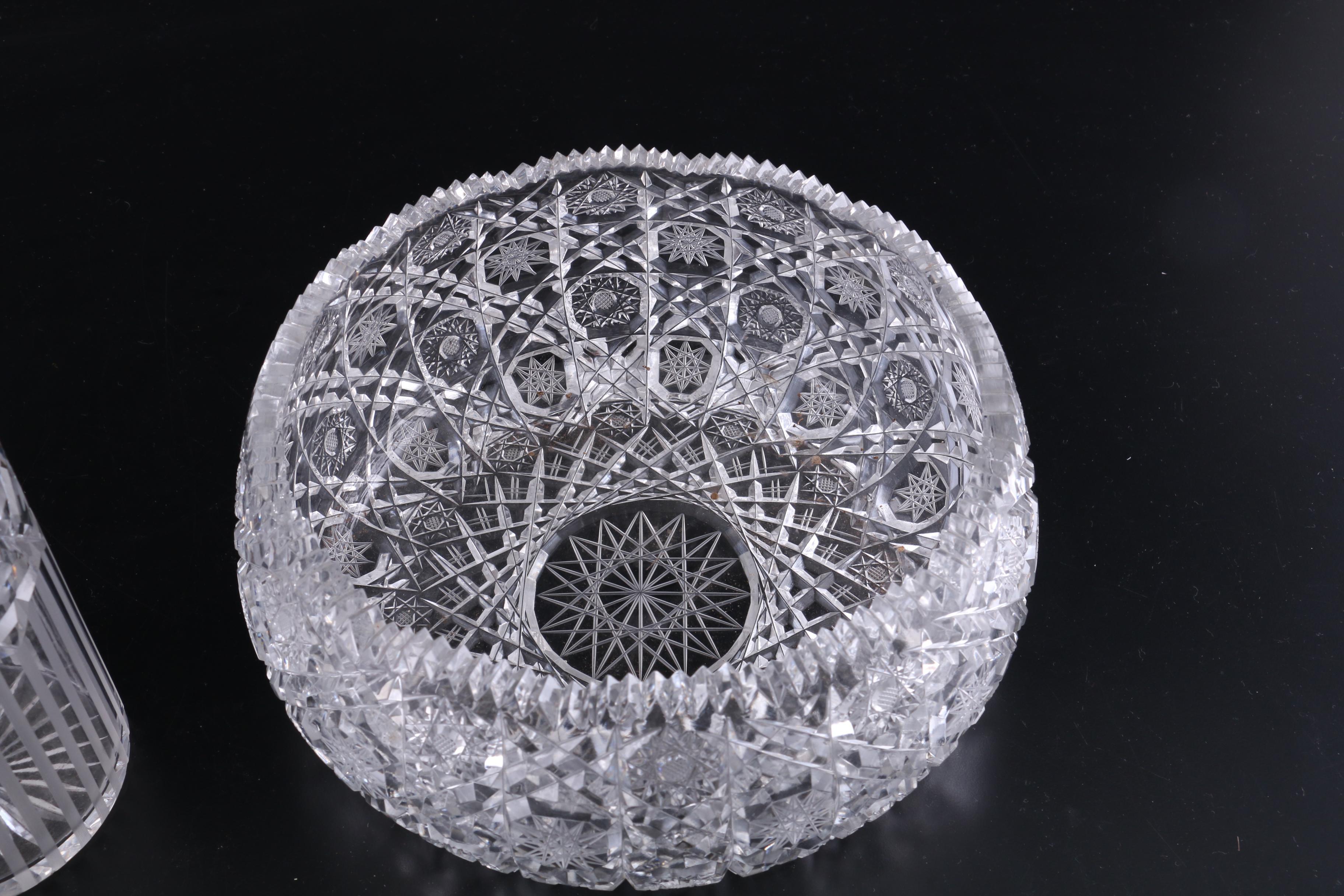 Cut Crystal Vase and Bowl
