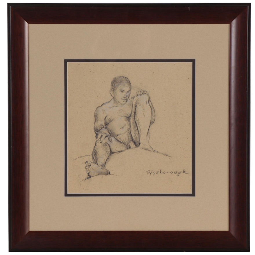 Douglas Riseborough Charcoal Figure Drawing, Late 20th Century