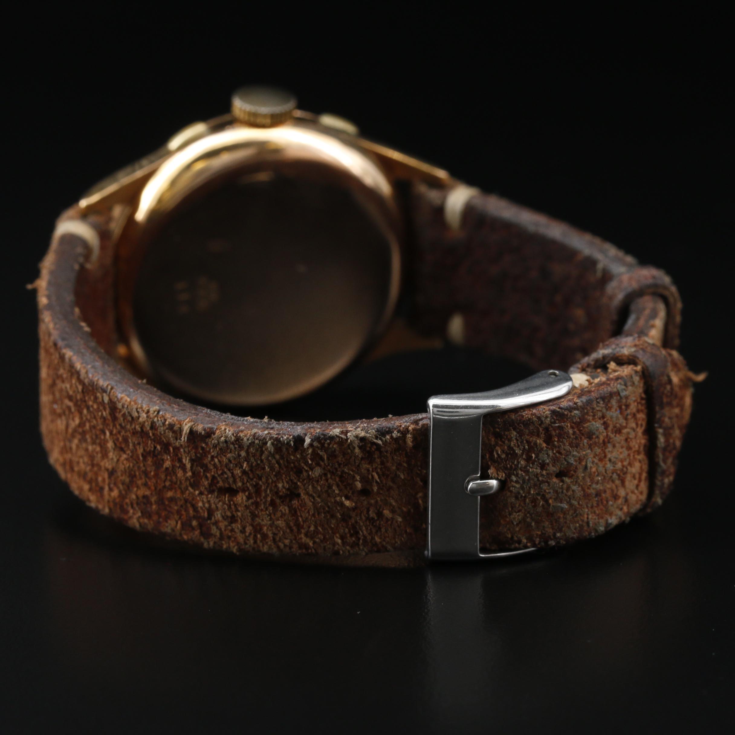 Vintage Halsa Chronograph 18K Rose Gold Stem Wind Watch