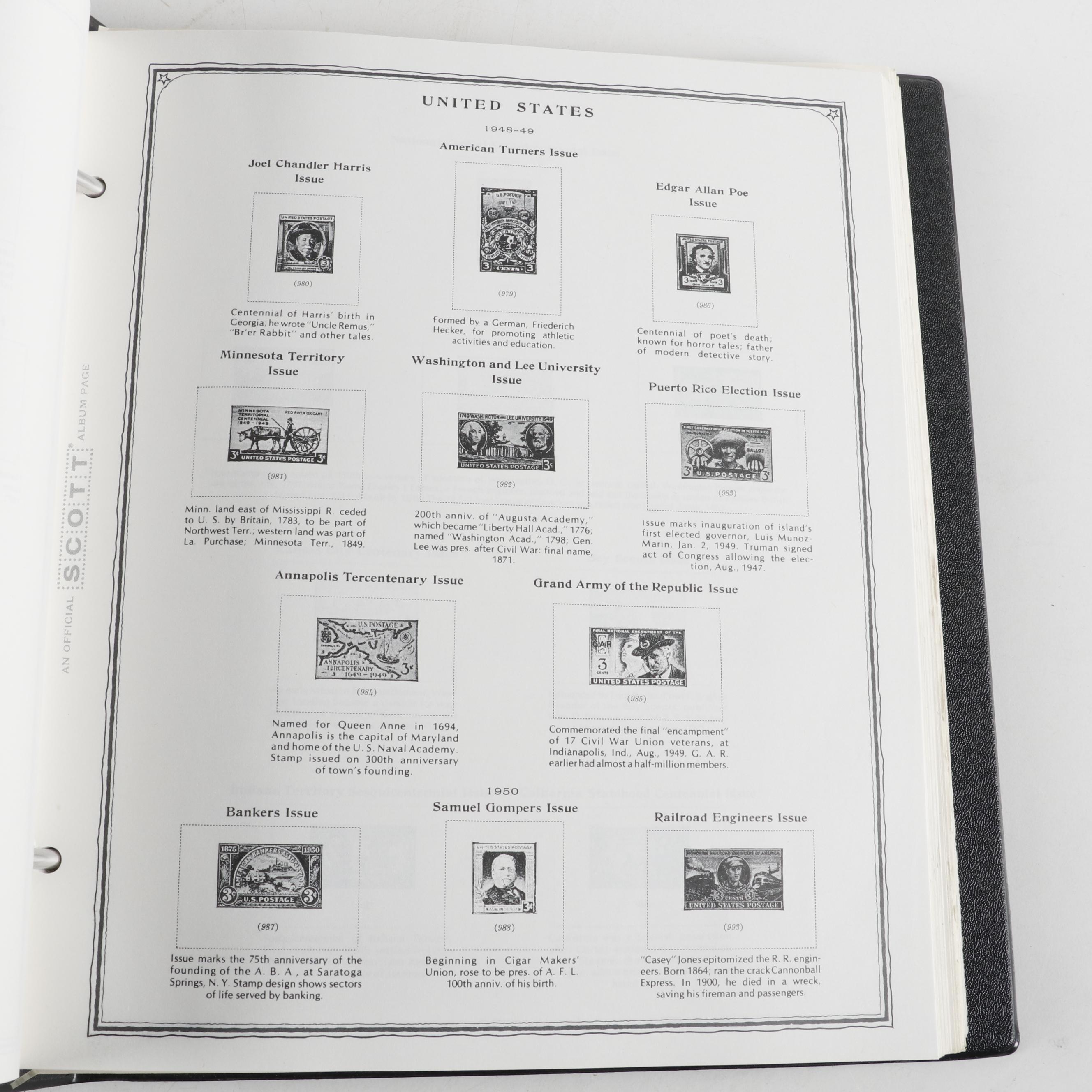 Scott Minuteman U.S. Postage Stamp Album, Mid to Late 20th Century