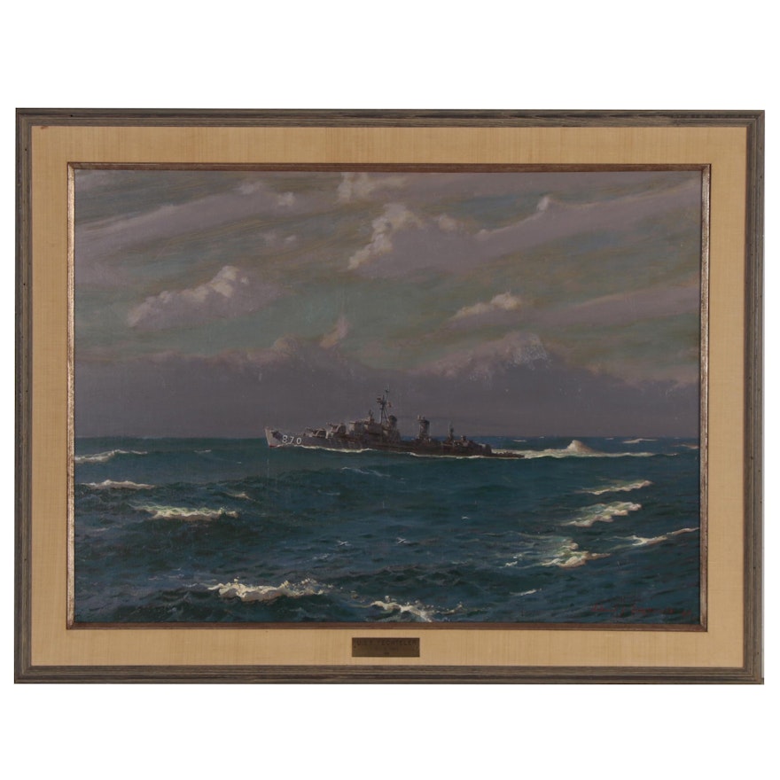 Edmond James Fitzgerald Oil Painting "The Destroyer U.S.S. Fletcher", 1964