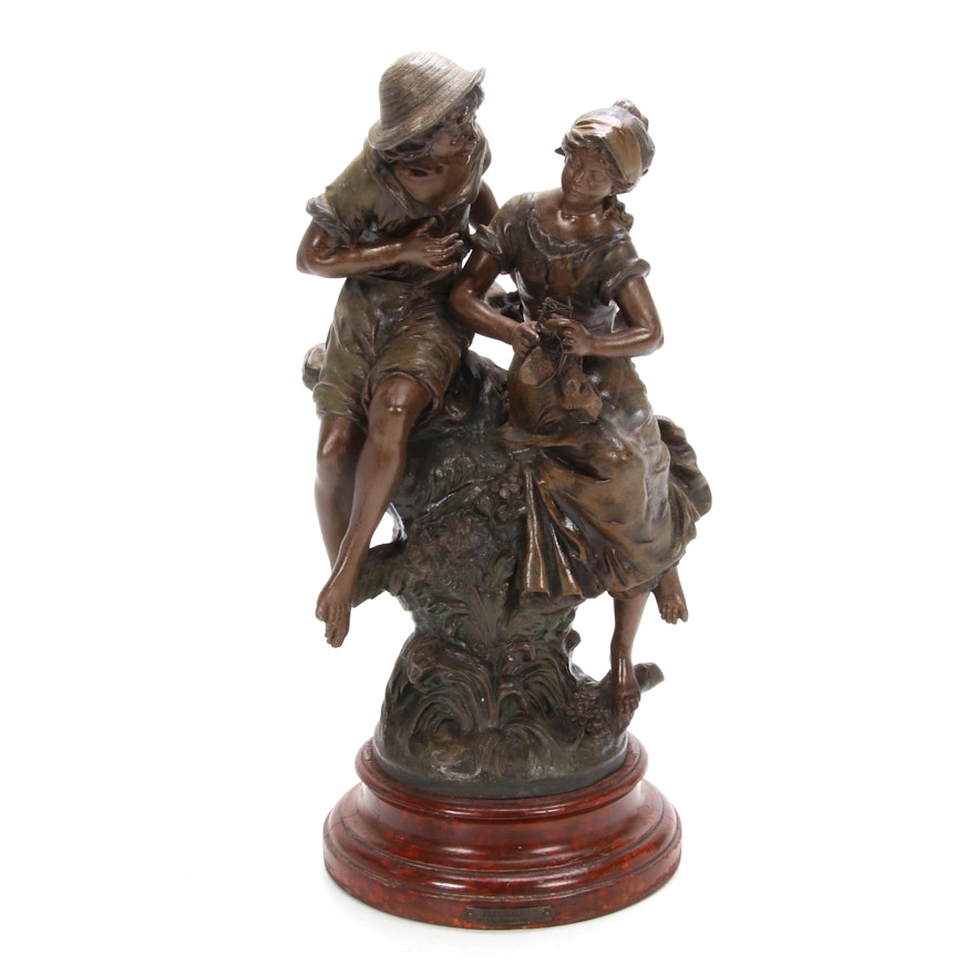 Bronze Sculpture after Auguste Moreau "Pastorale," 20th Century