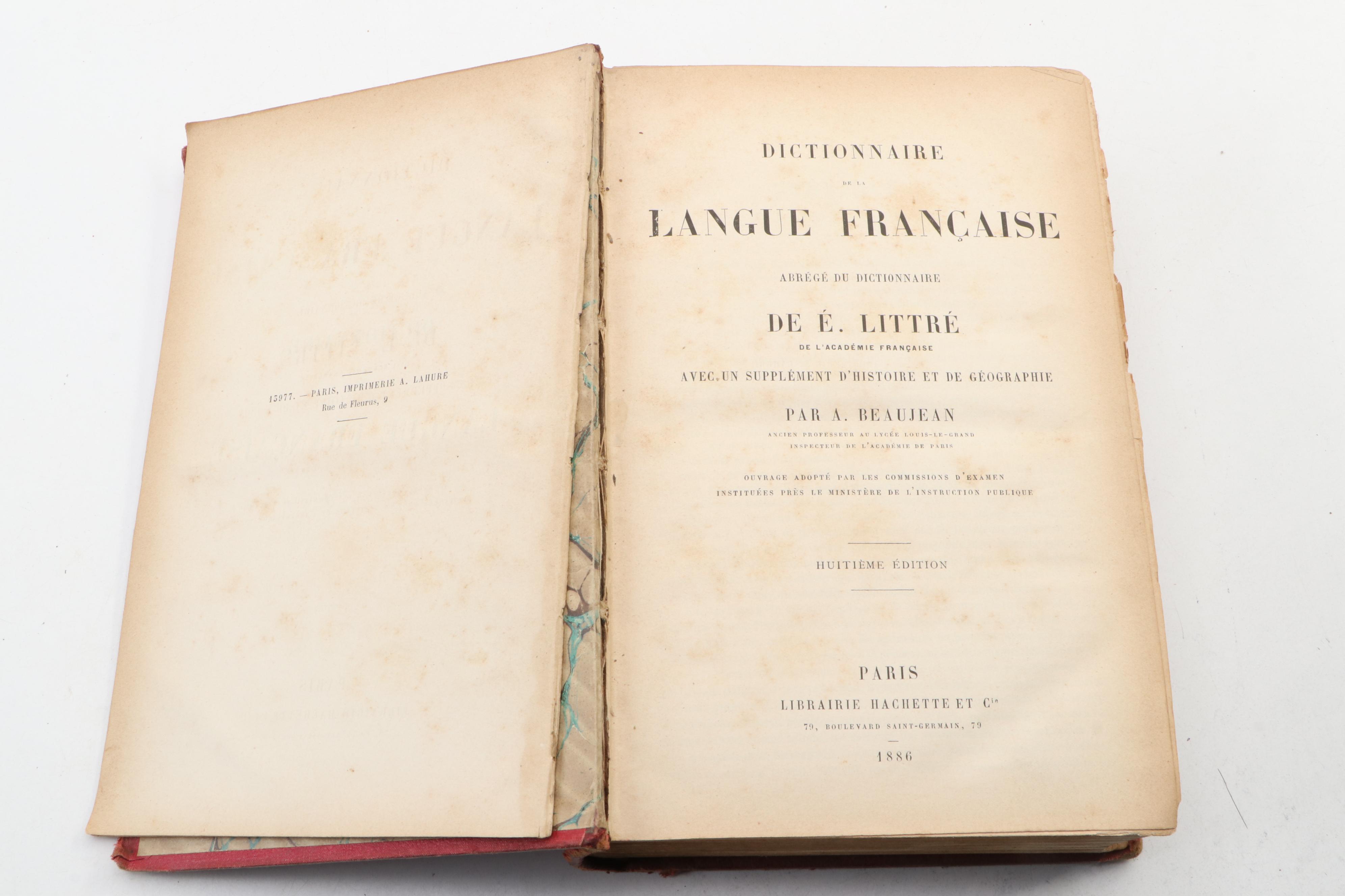 French Dictionary and French Ancien Régime Reference Books, Mid/Late 19th C.
