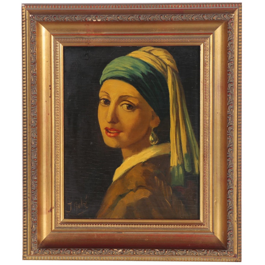 Oil Painting after Johannes Vermeer "Girl with a Pearl Earring"