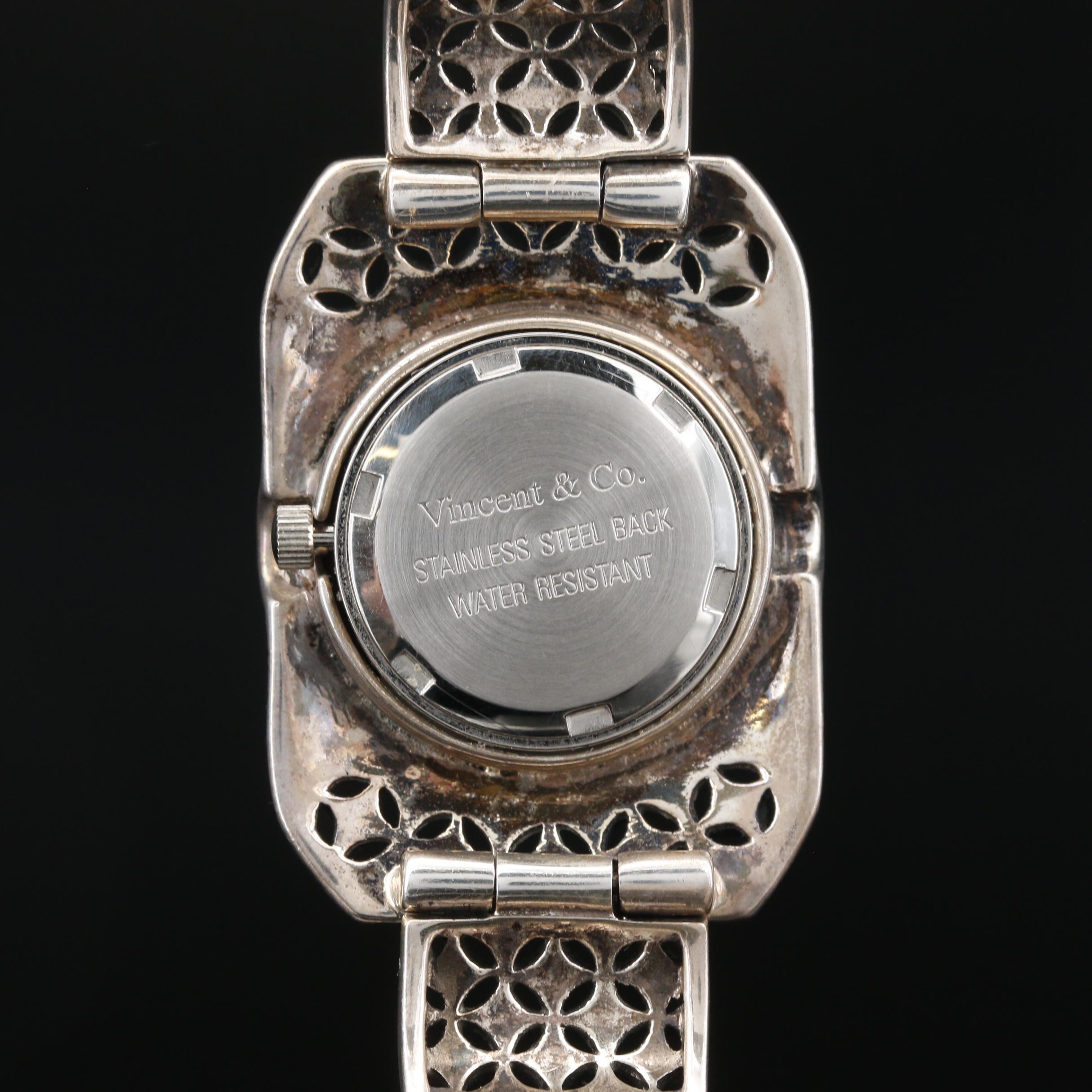 Vincent & Co. Sterling Silver and Marcasite Watch