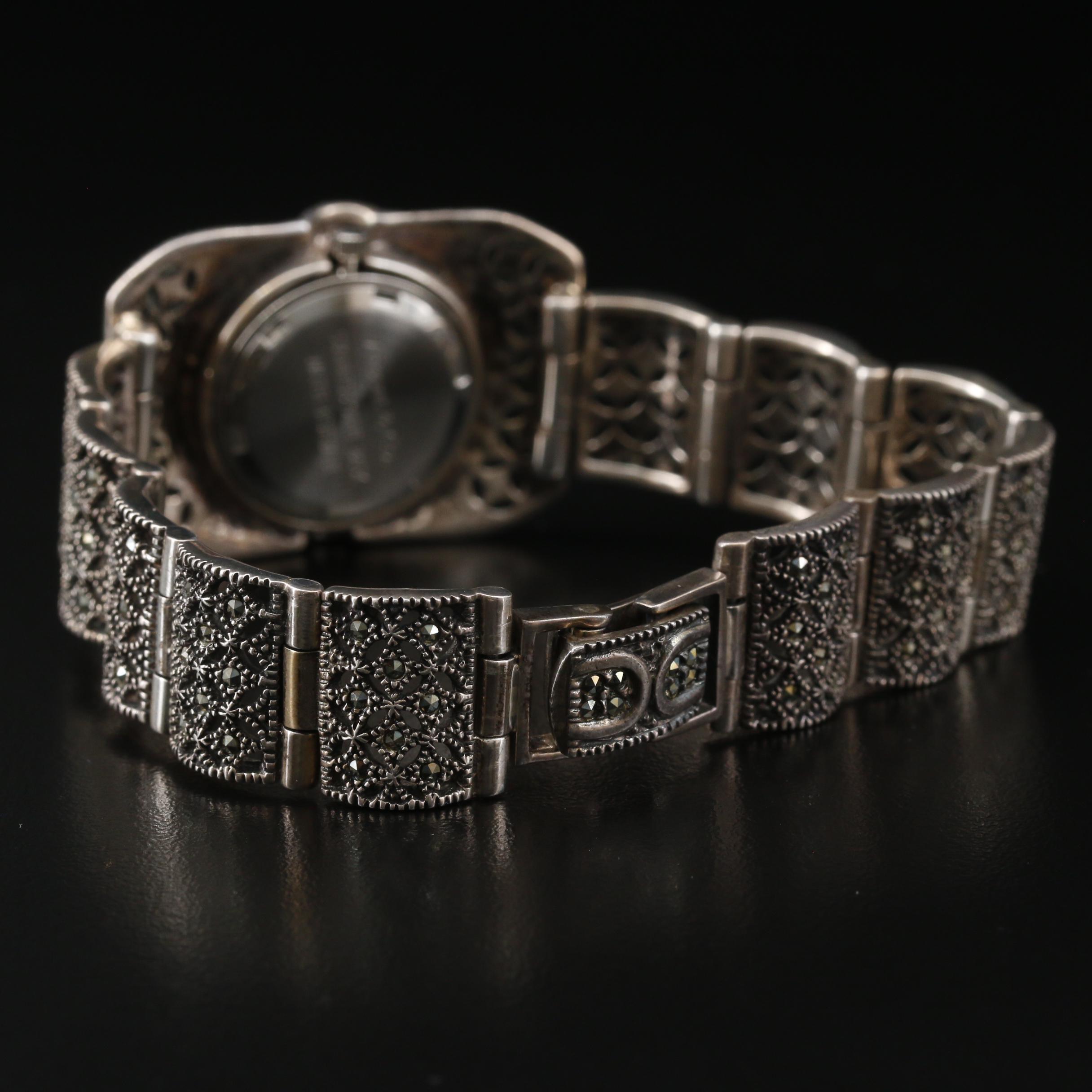 Vincent & Co. Sterling Silver and Marcasite Watch