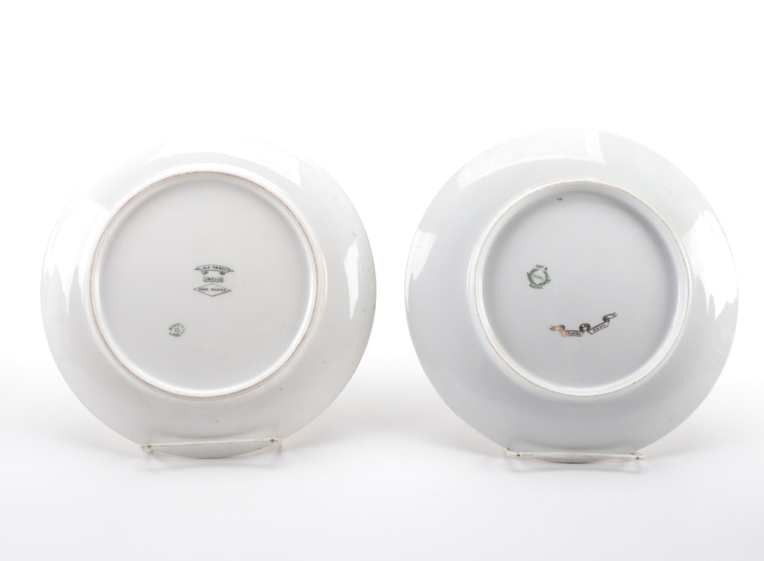 Continental Hand-Painted Porcelain Plates, Early to Mid-20th Century