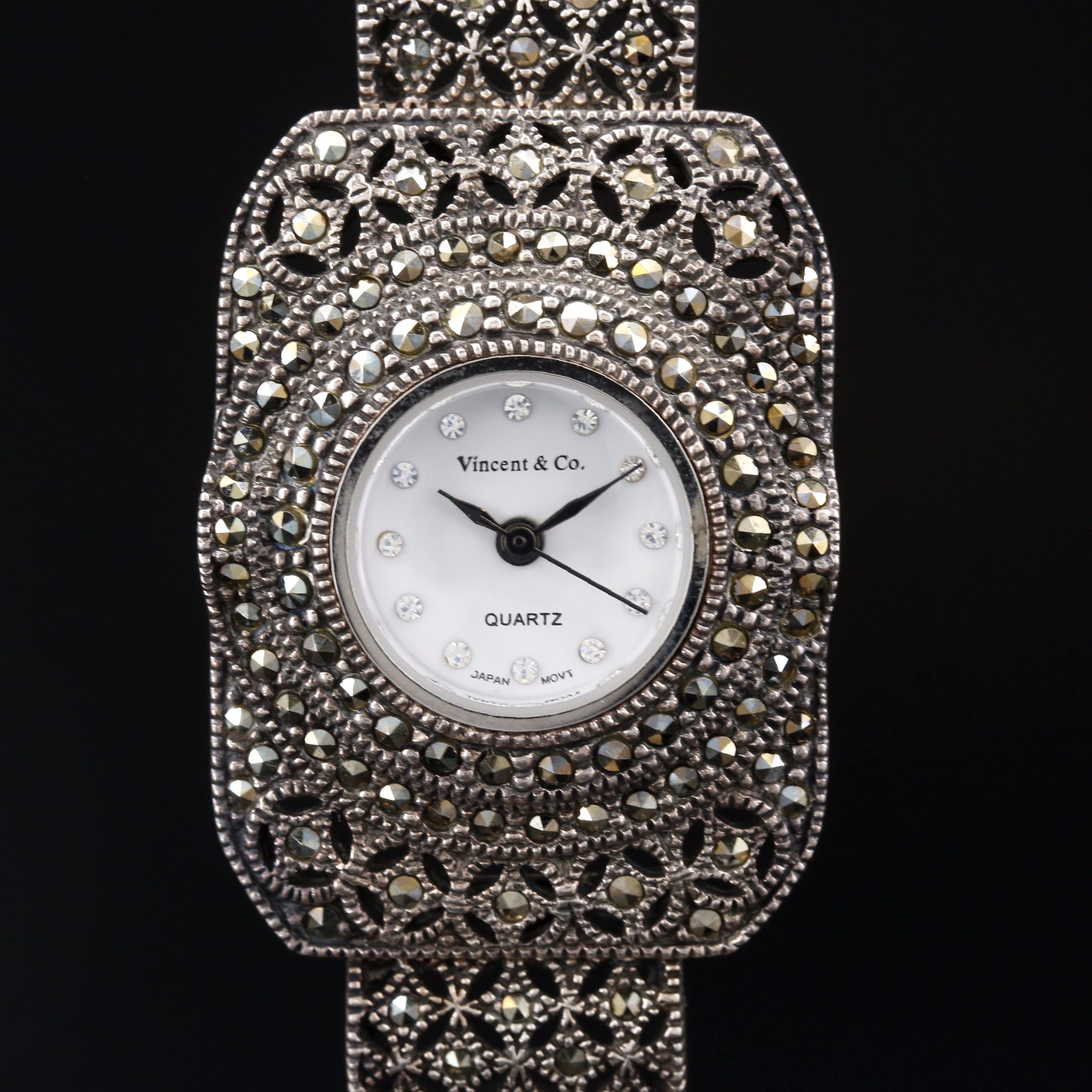 Vincent & Co. Sterling Silver and Marcasite Watch