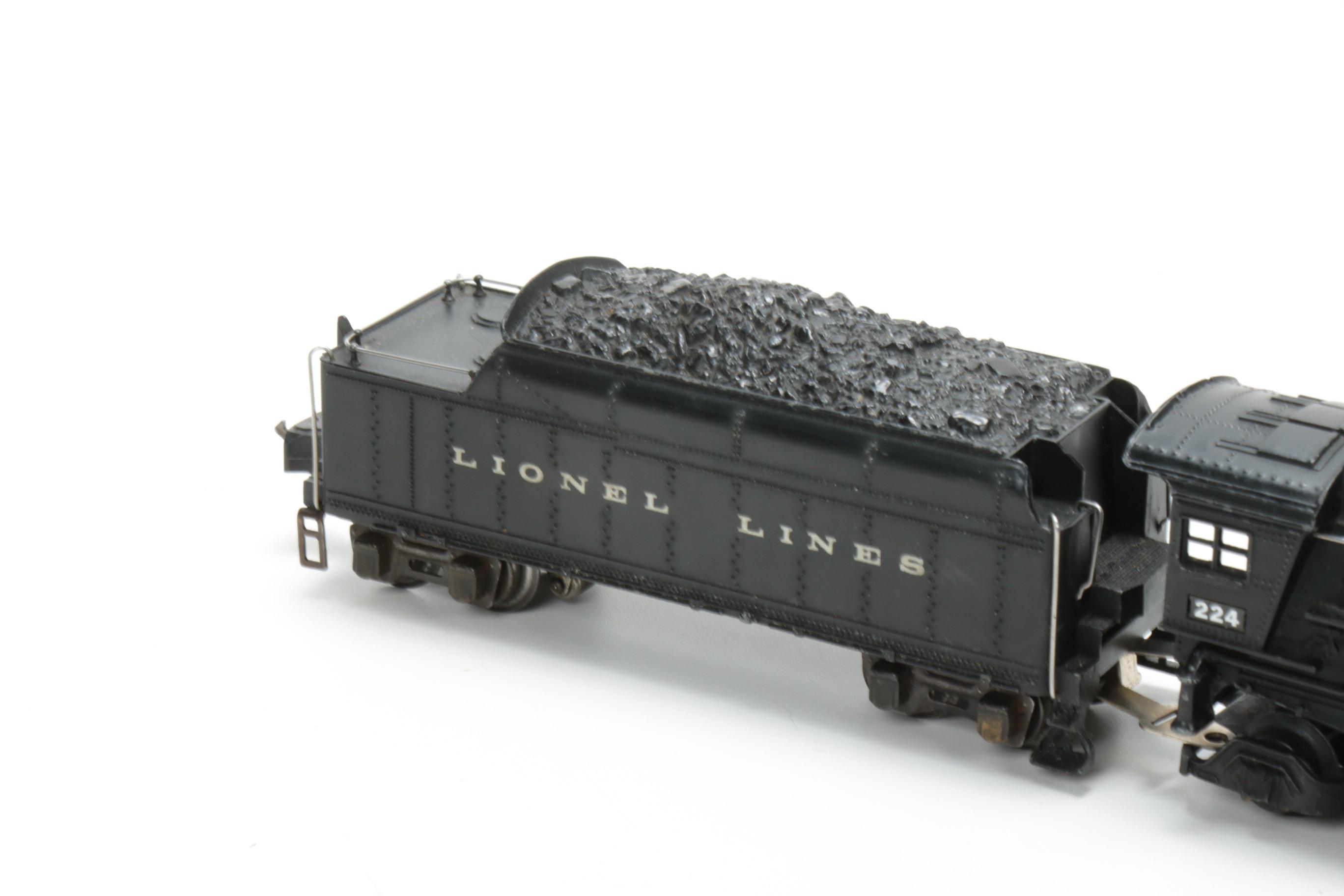 Lionel Pre War O Scale 224 Steam Locomotive with 2224W Tender, Mid 20th Century