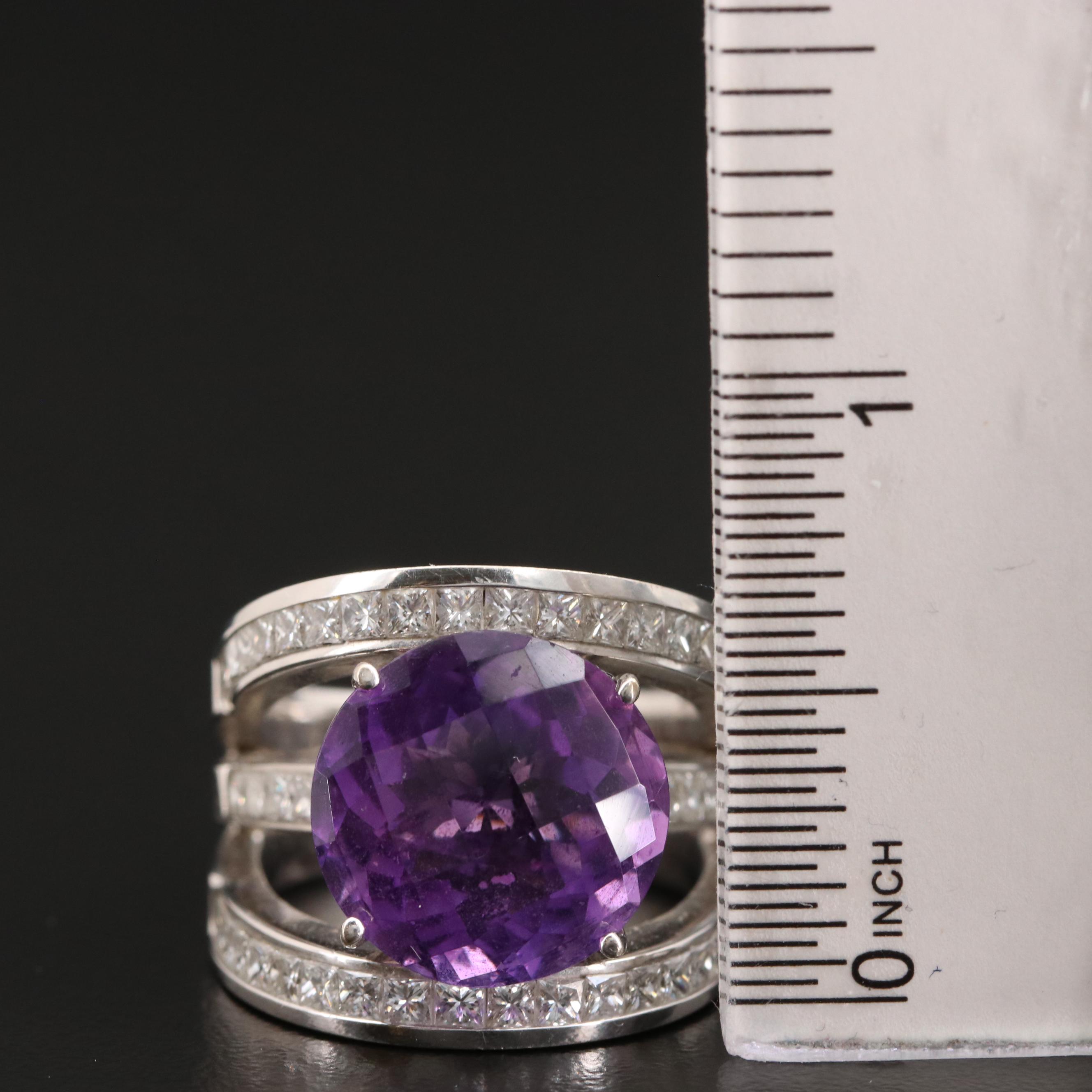 18K 8.50 CTW and 2.47 CTW Diamond Ring with Split Euro Shank Design