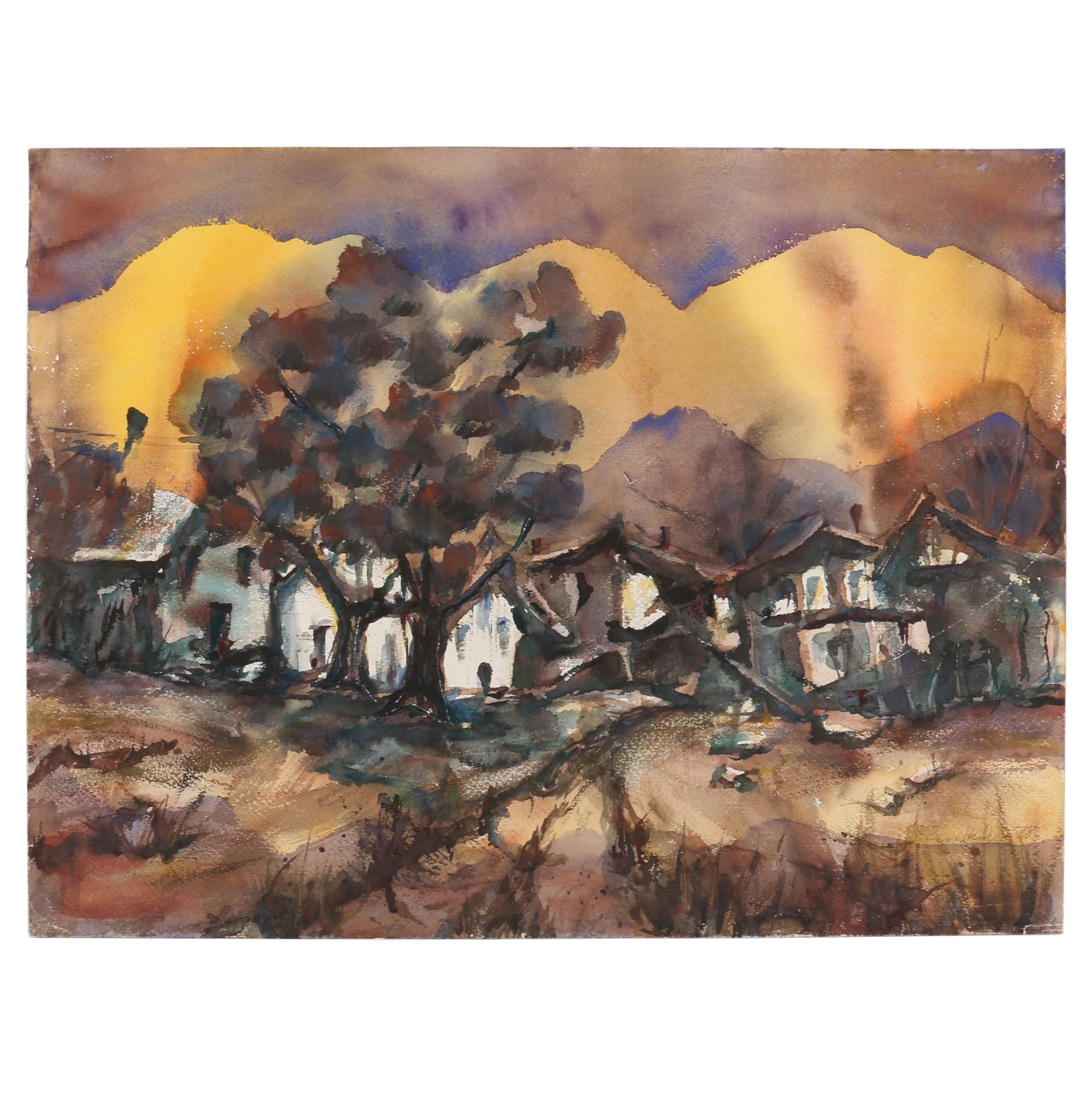 Kathleen Zimbicki Abstract Watercolor Painting, 1978