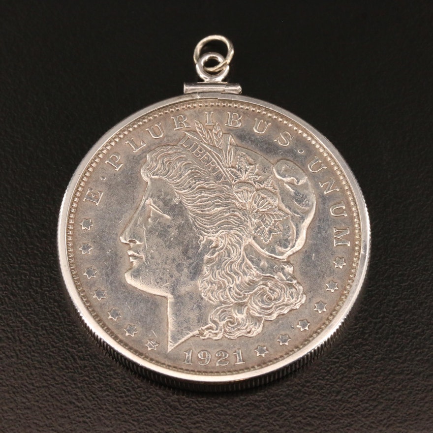 Bezel Set 1921 Morgan Silver Dollar Pendant