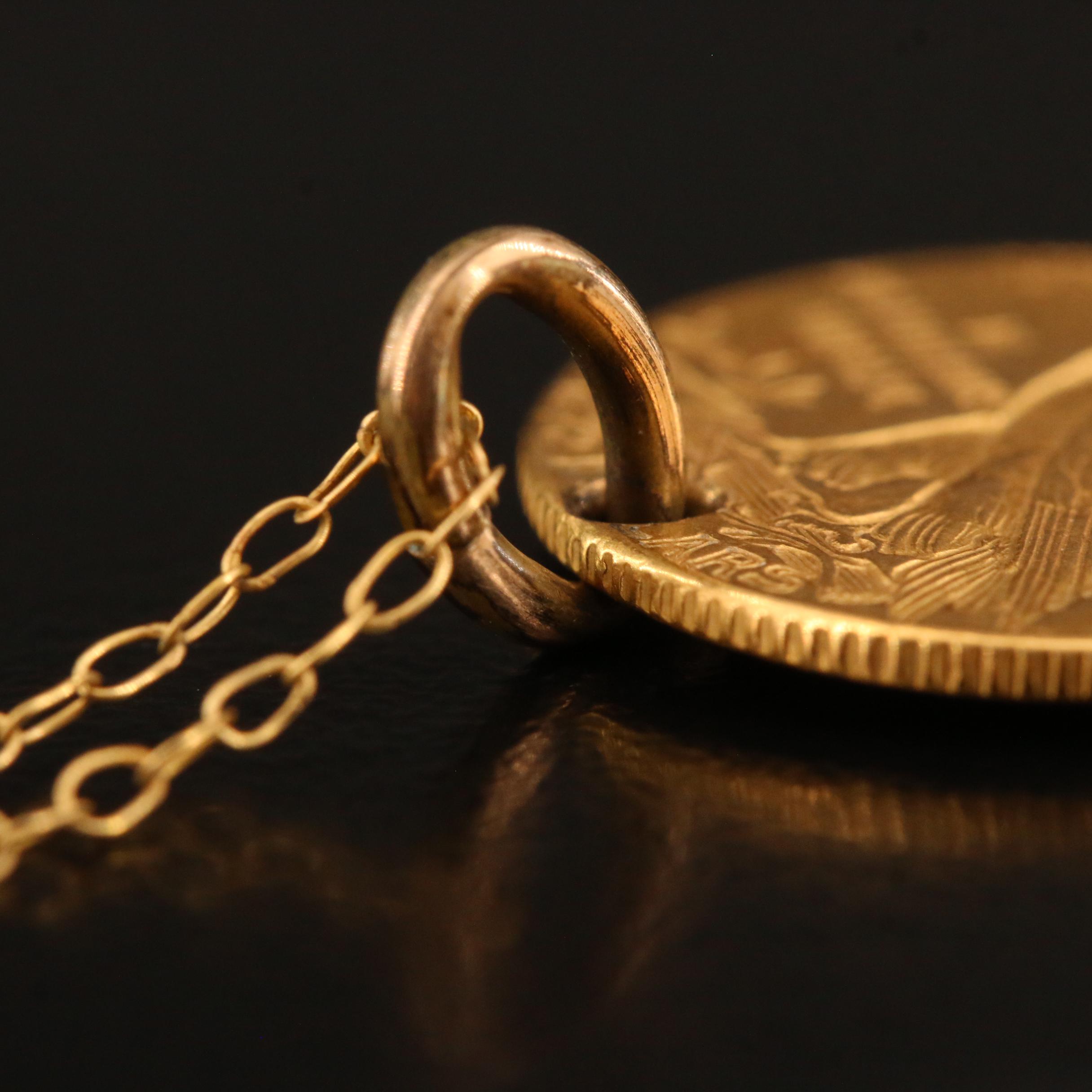 1908 Indian Head $2.50 Gold Coin Necklace