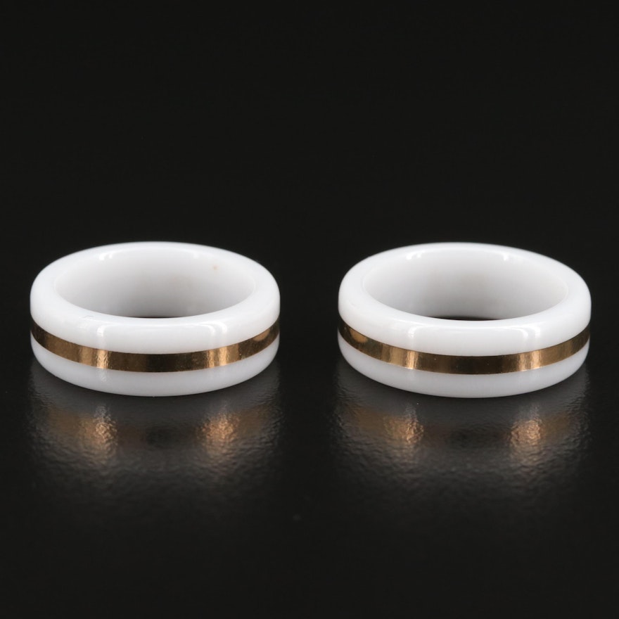 White Ceramic 14K Bands