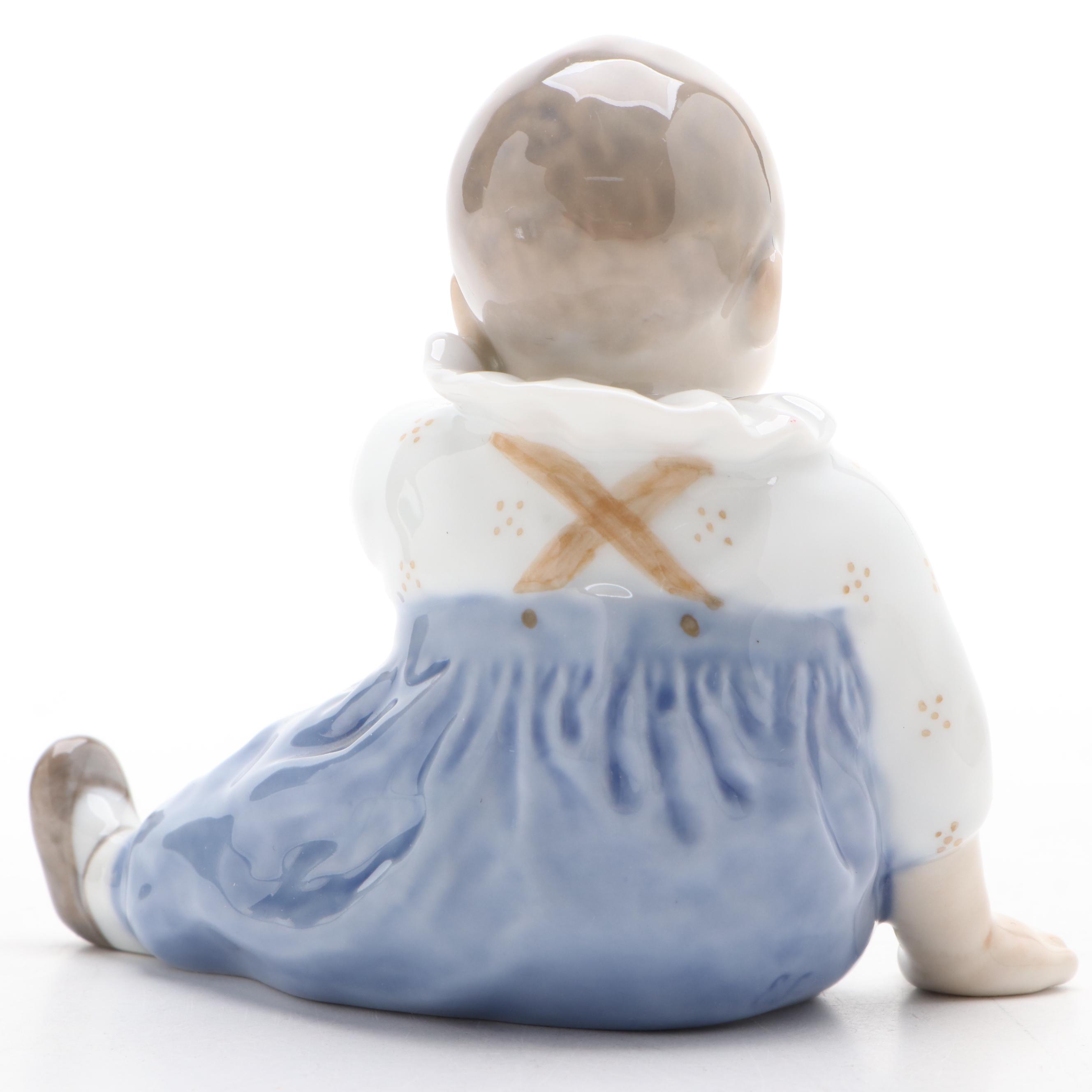 Royal Copenhagen "Baby Crawling" and "Baby Pointing" Porcelain Figurines