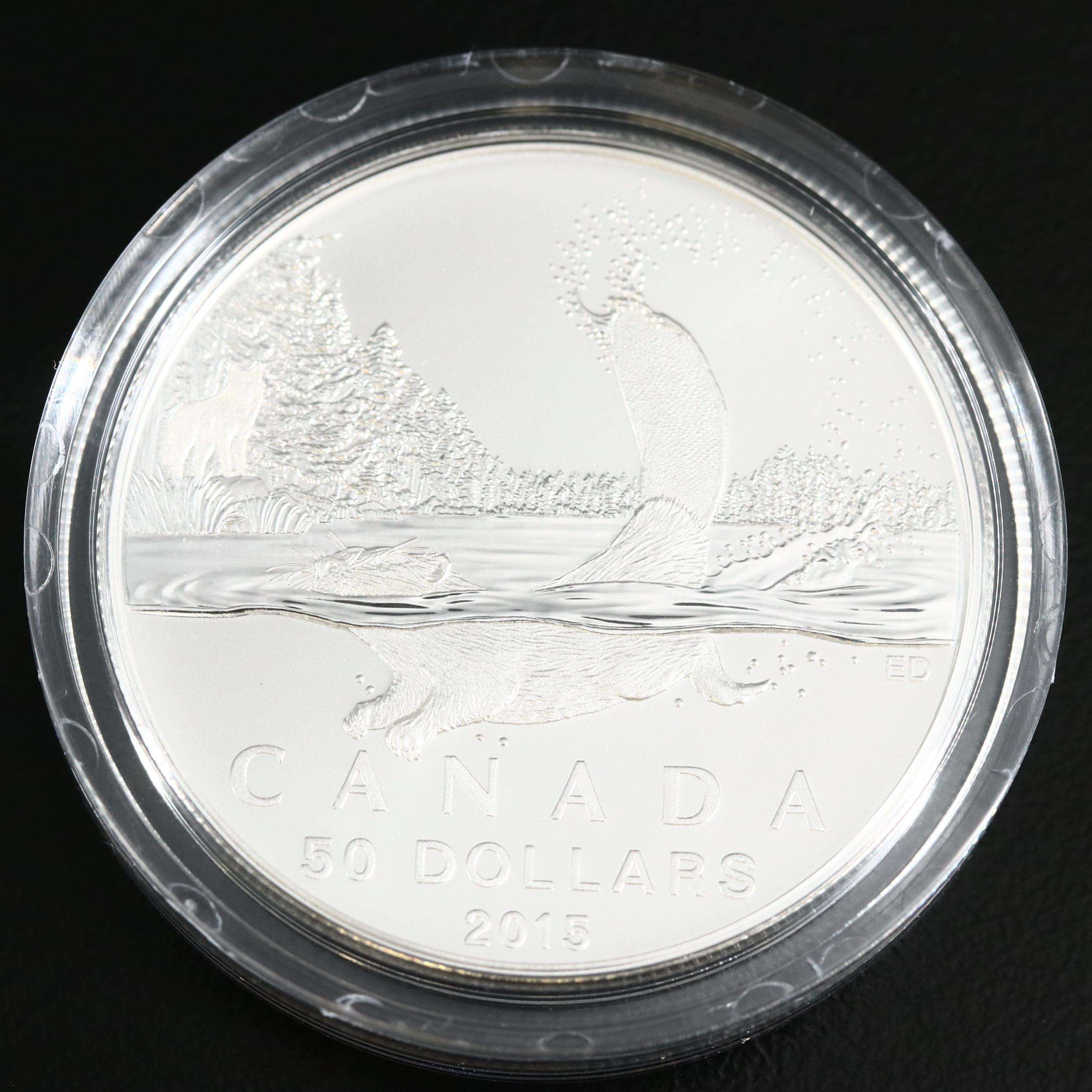 2015 Canada $50 Beaver Matte Proof .999 Fine Silver Bullion Coin
