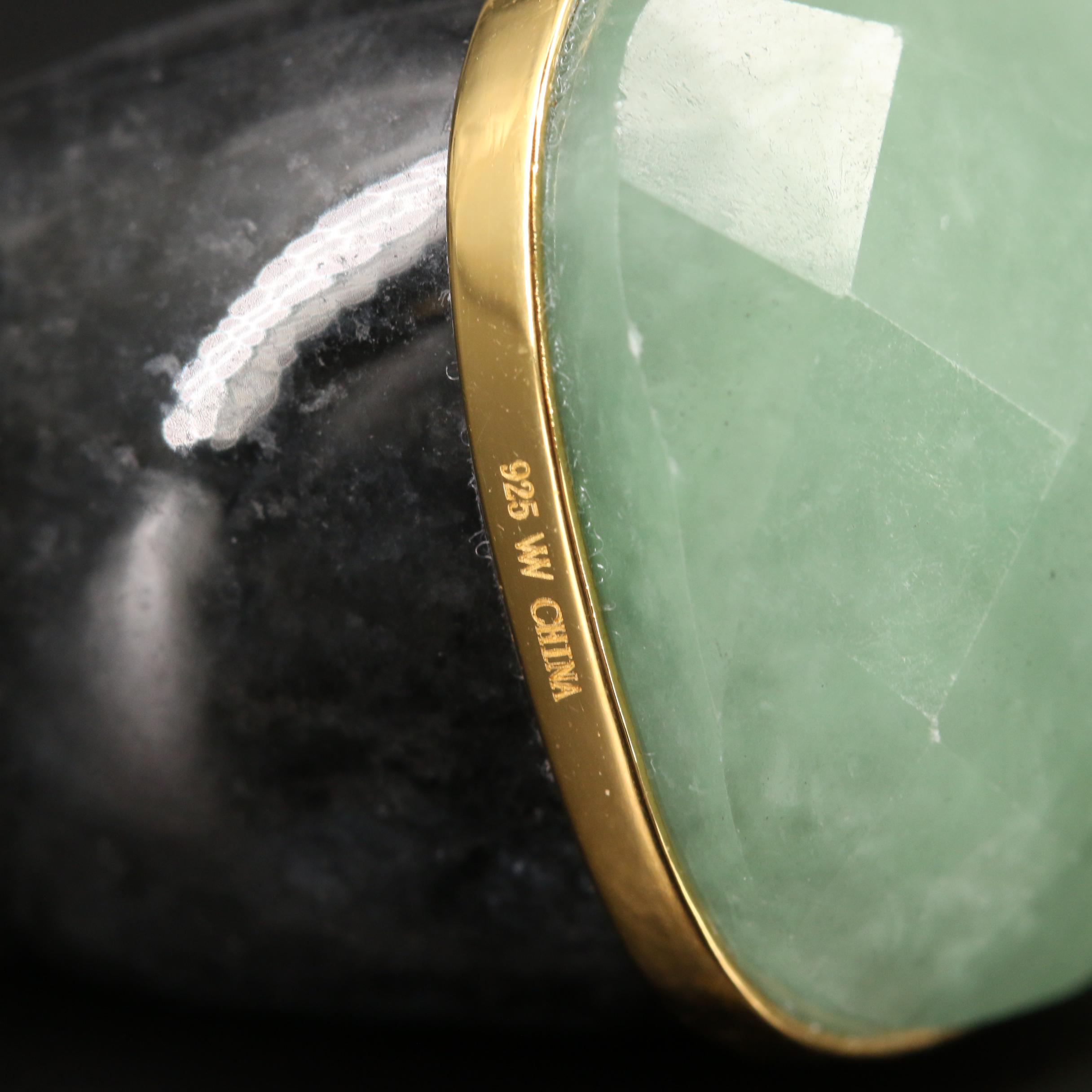 Carved Jadeite Ring with Sterling Accent