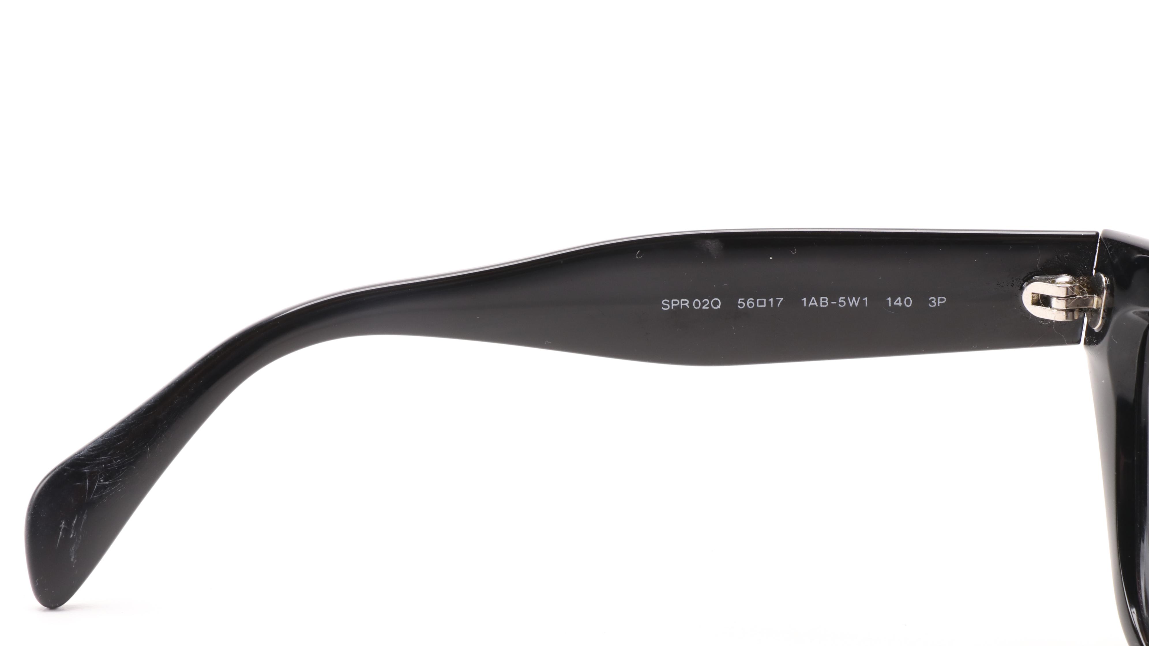 Prada SPR 02Q Black Cat Eye Polarized Sunglasses with Case