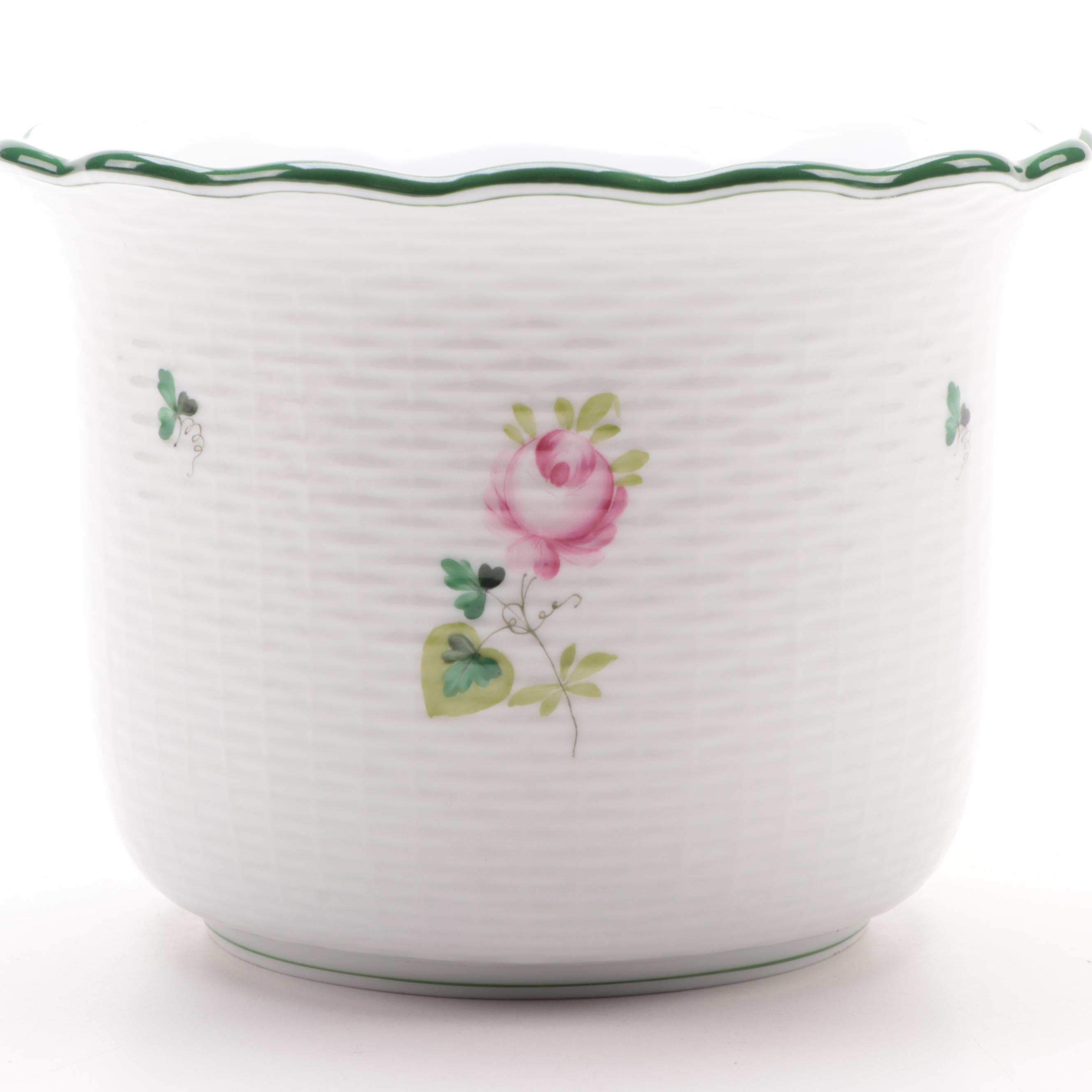 Herend Porcelain Cachepot and Royal Crown Derby Bone China Creamers