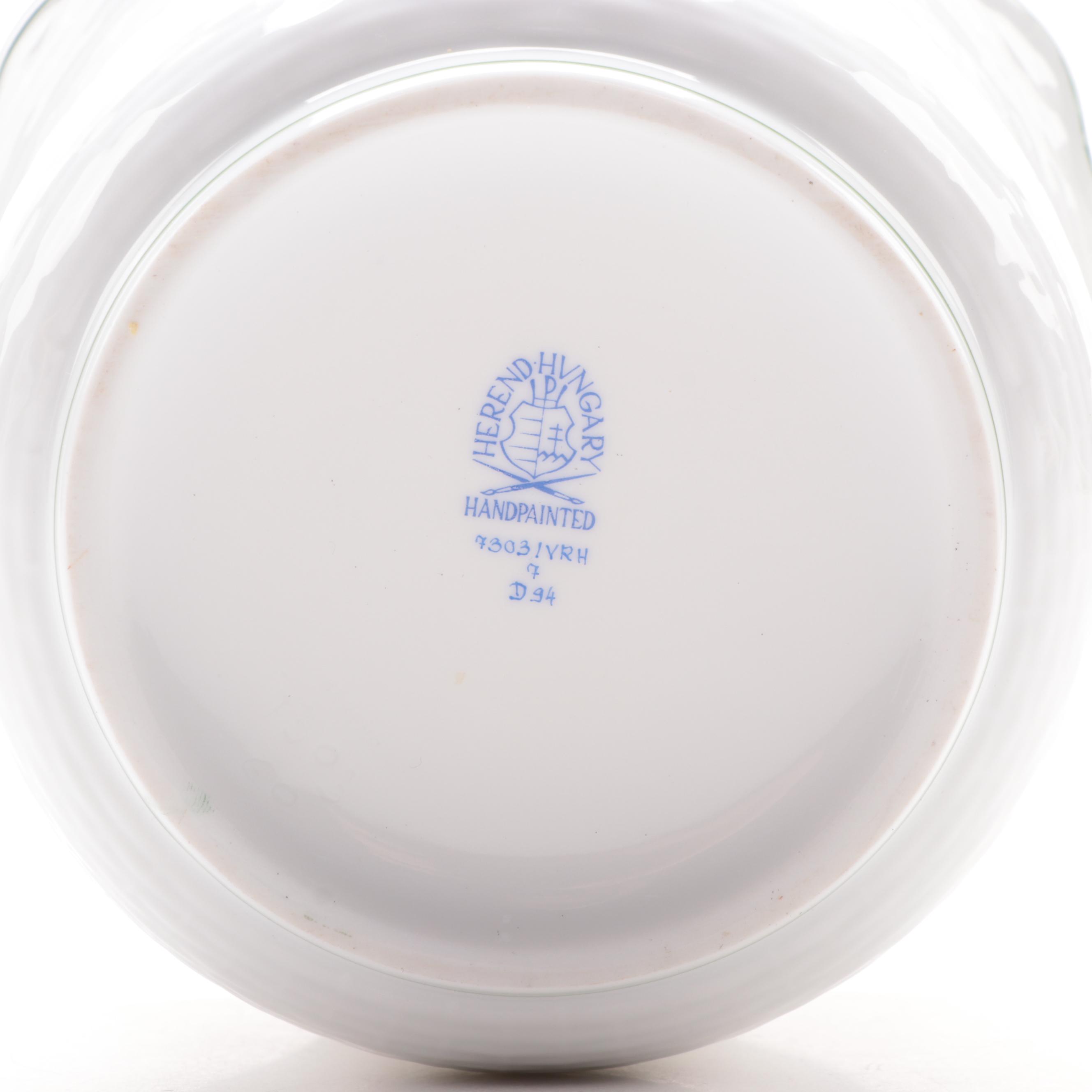 Herend Porcelain Cachepot and Royal Crown Derby Bone China Creamers