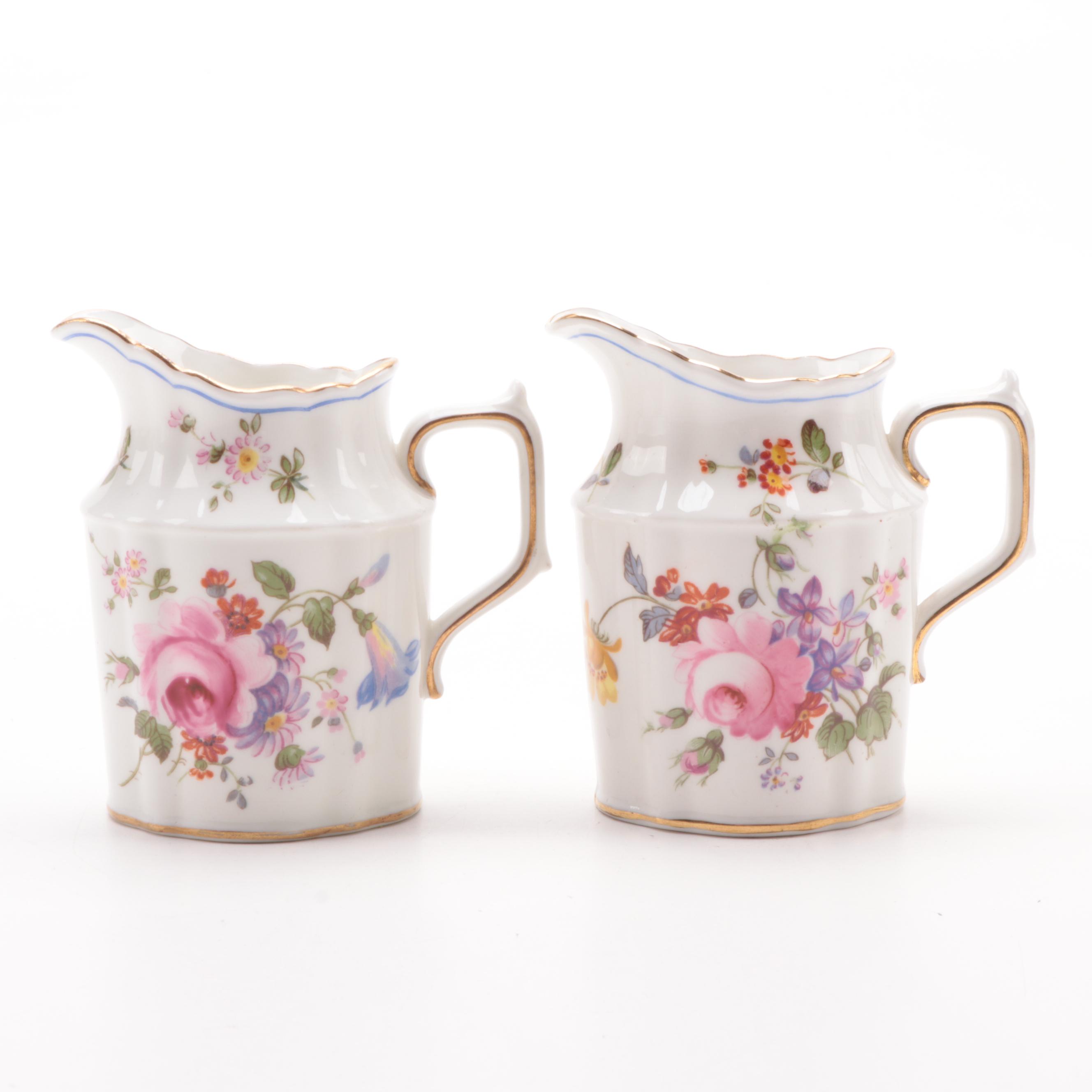 Herend Porcelain Cachepot and Royal Crown Derby Bone China Creamers