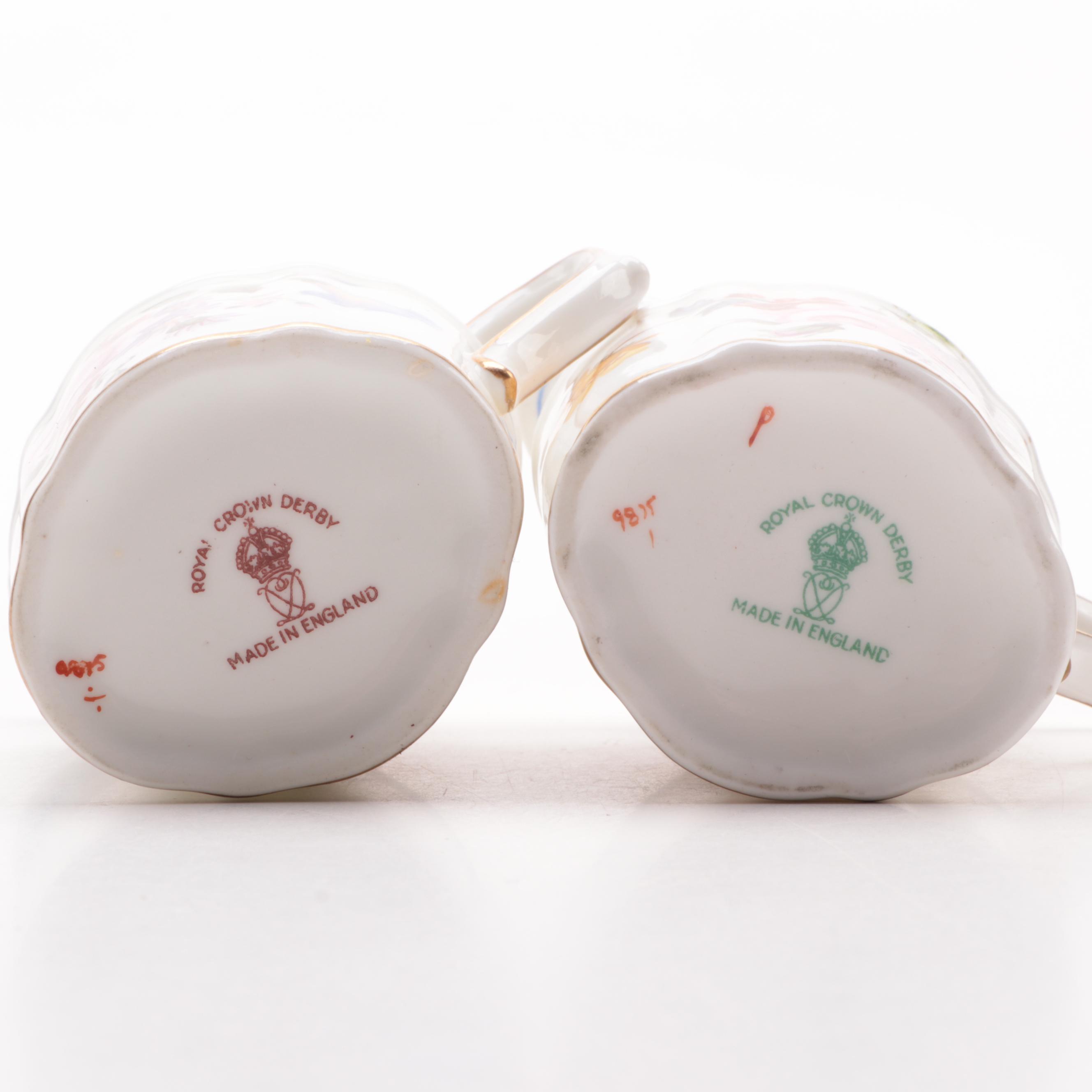 Herend Porcelain Cachepot and Royal Crown Derby Bone China Creamers