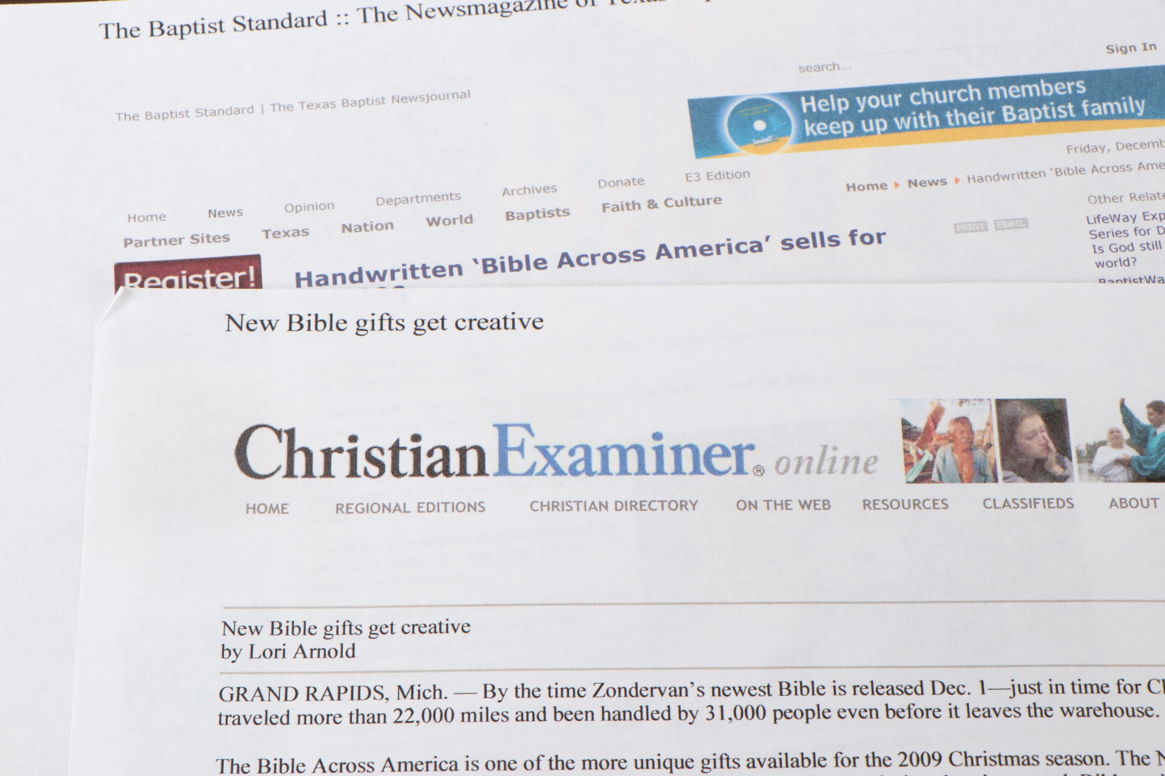 NIV "Bible Across America" Handwritten Four-Volume Set