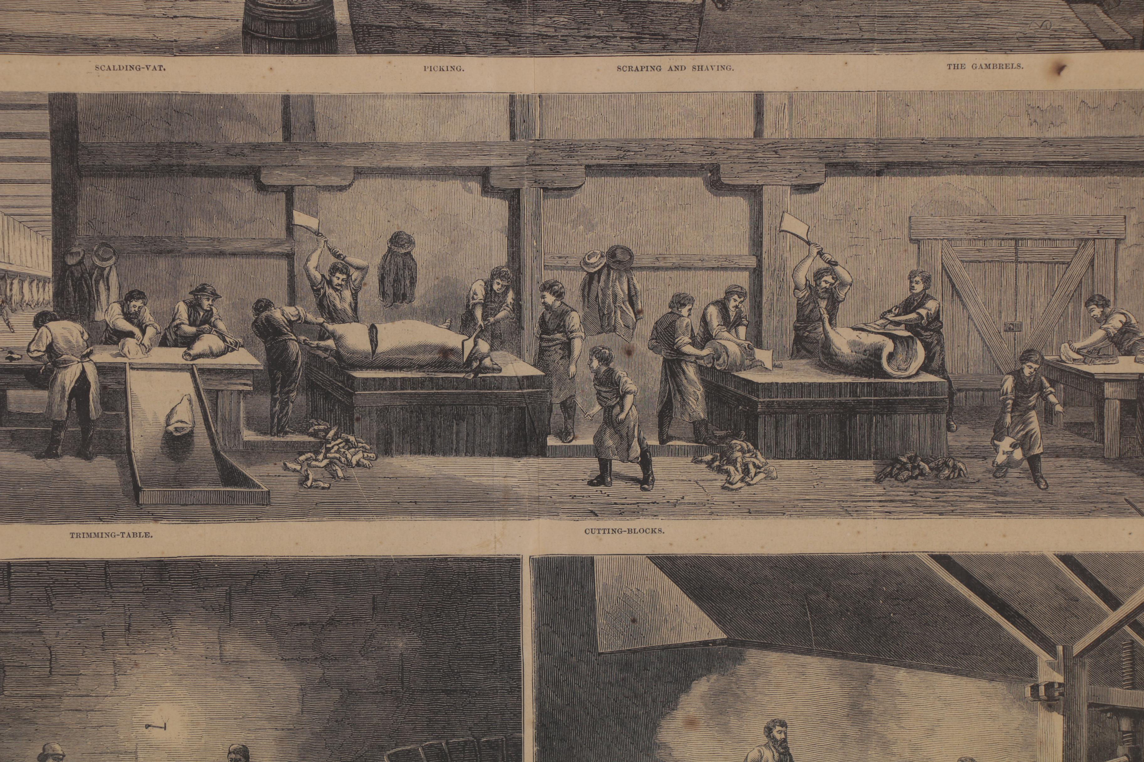 Wood Engraving after Henry Farny "Hog-Slaughtering and Pork-Packing..."