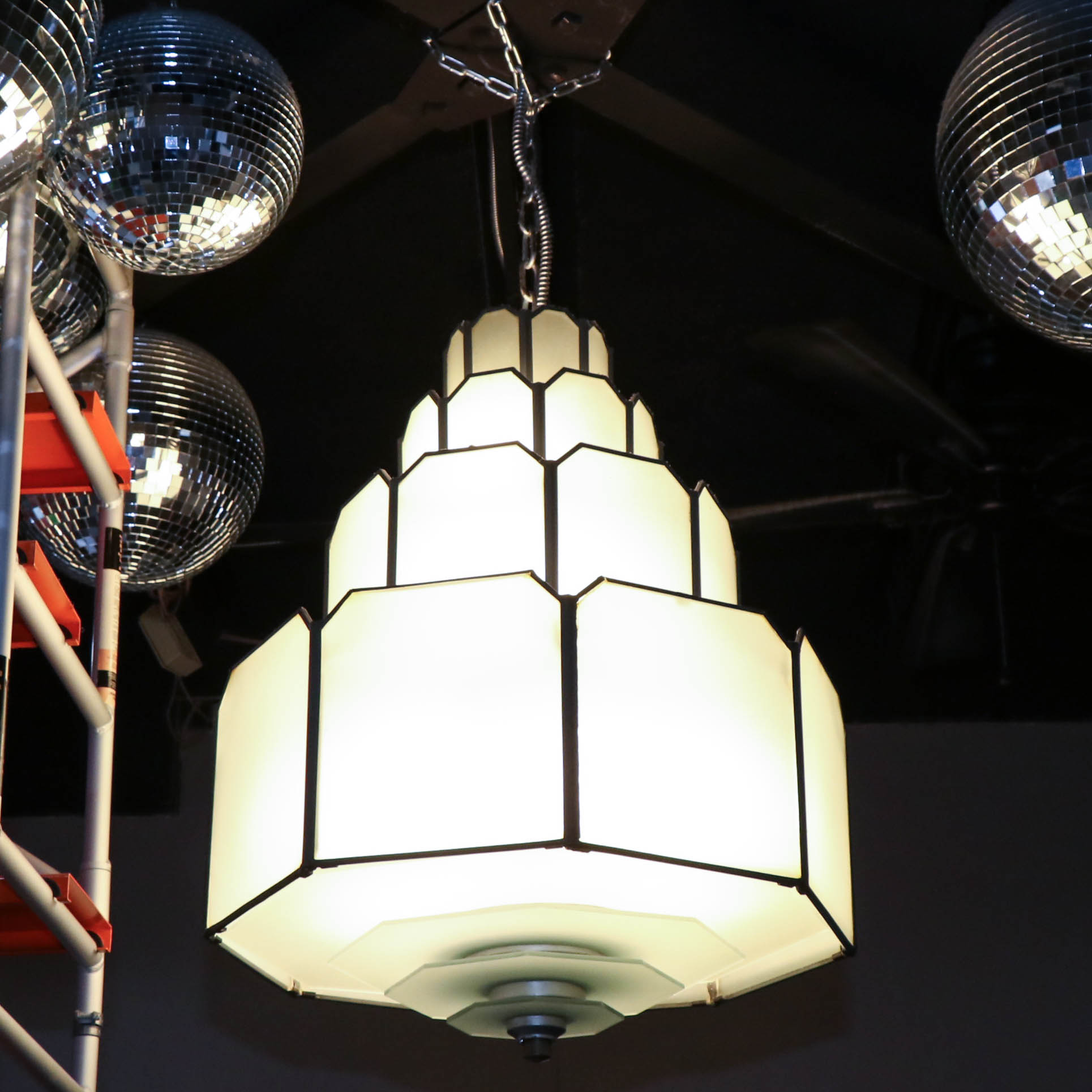 Cincinnati Union Terminal Train Station Art Deco Chandelier, 1950s