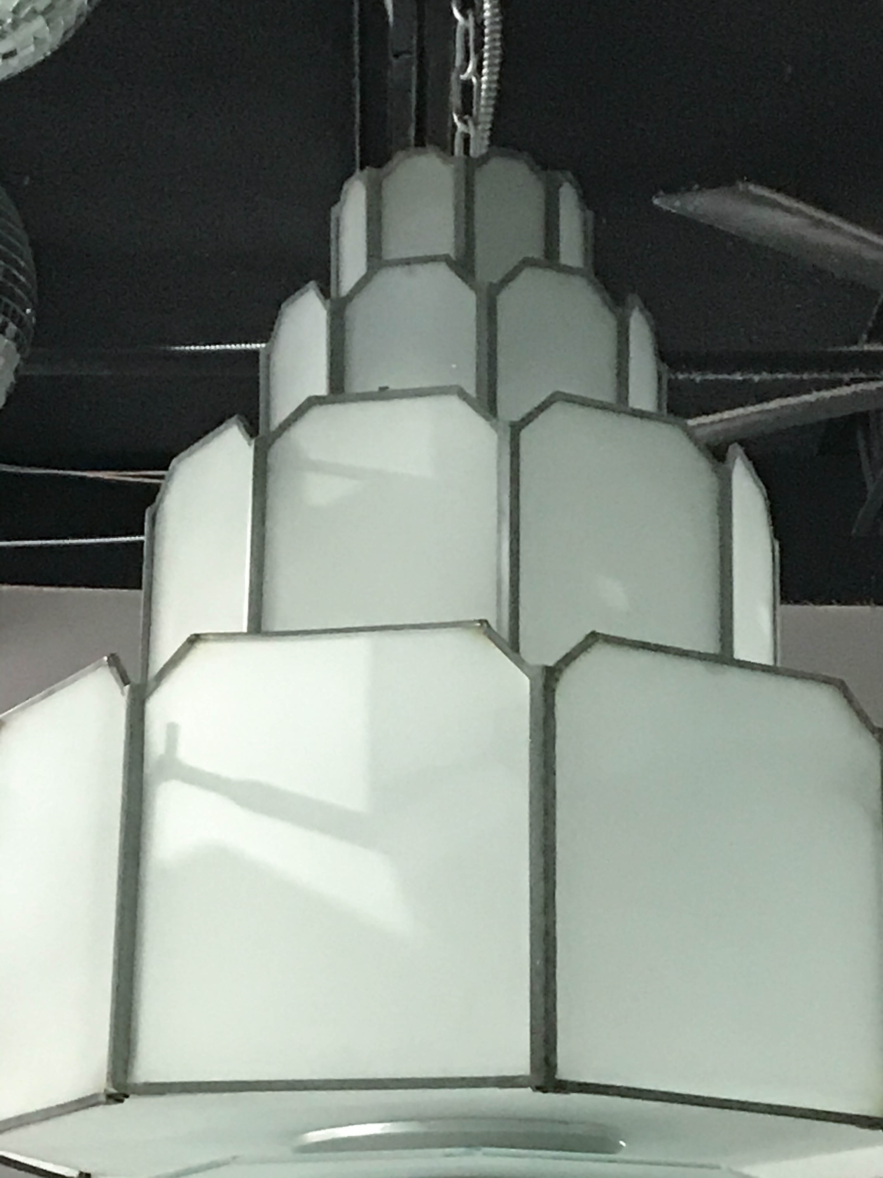 Cincinnati Union Terminal Train Station Art Deco Chandelier, 1950s