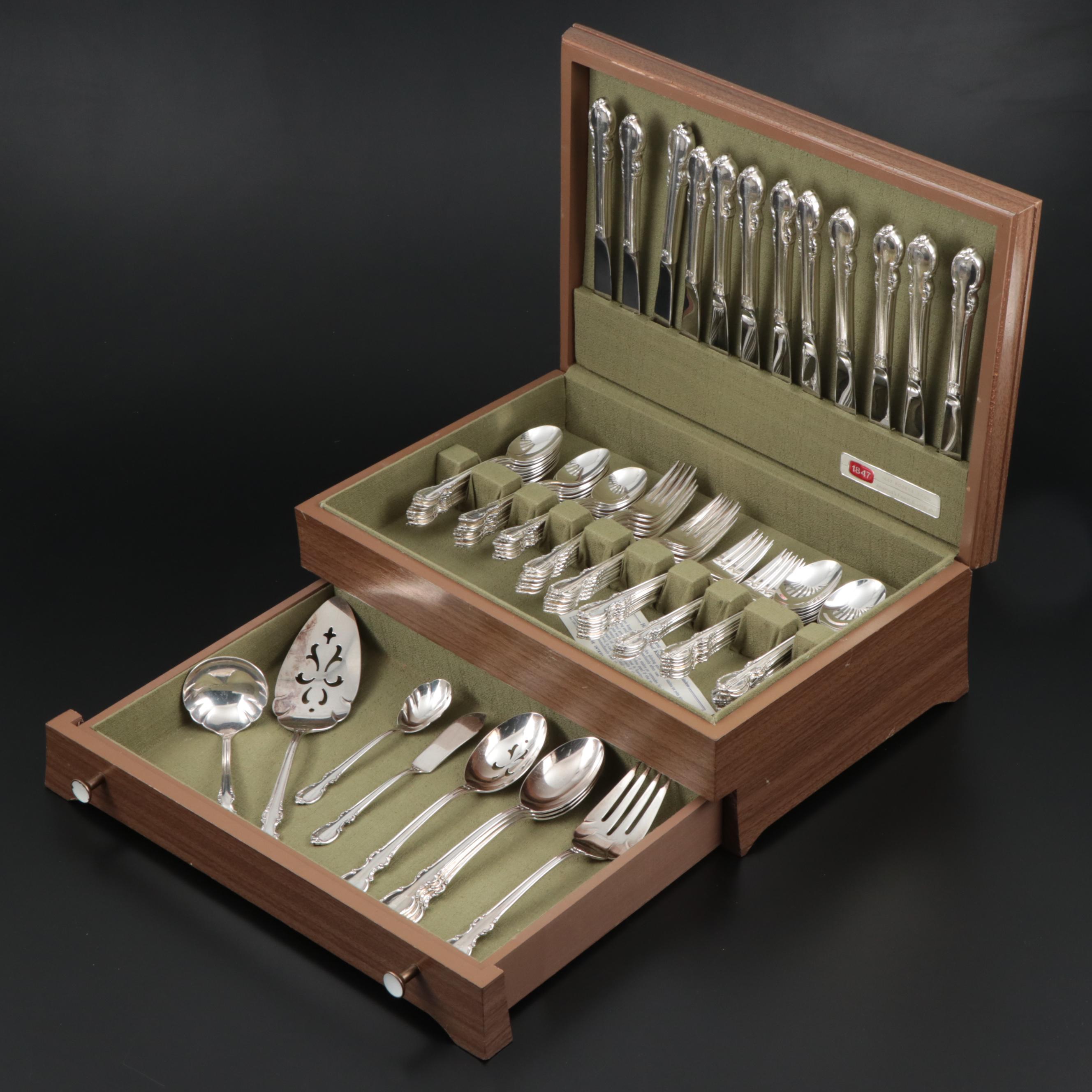 1847 Roger Bros. "Reflection" Silver Plate Flatware and Serving Utensils