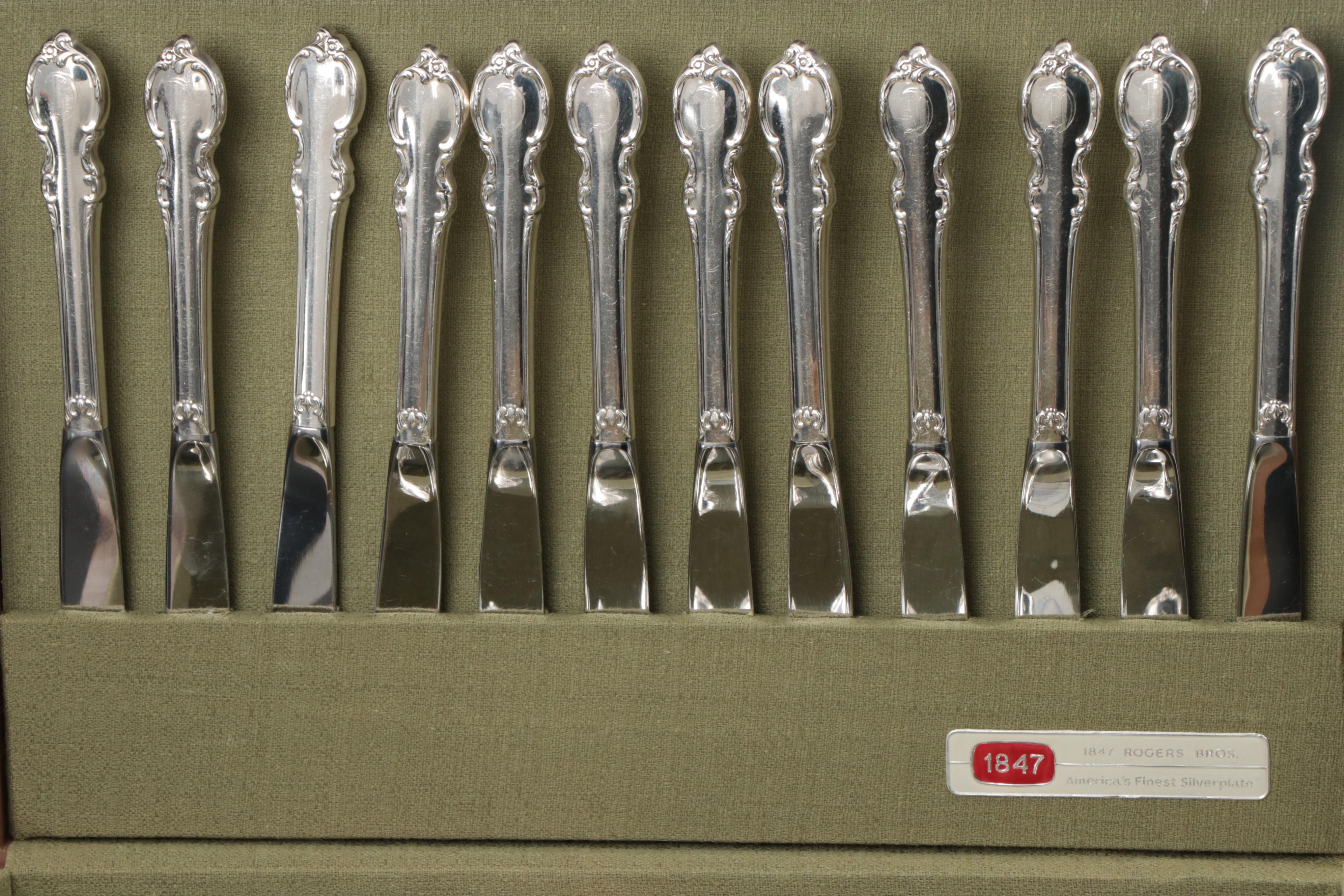 1847 Roger Bros. "Reflection" Silver Plate Flatware and Serving Utensils