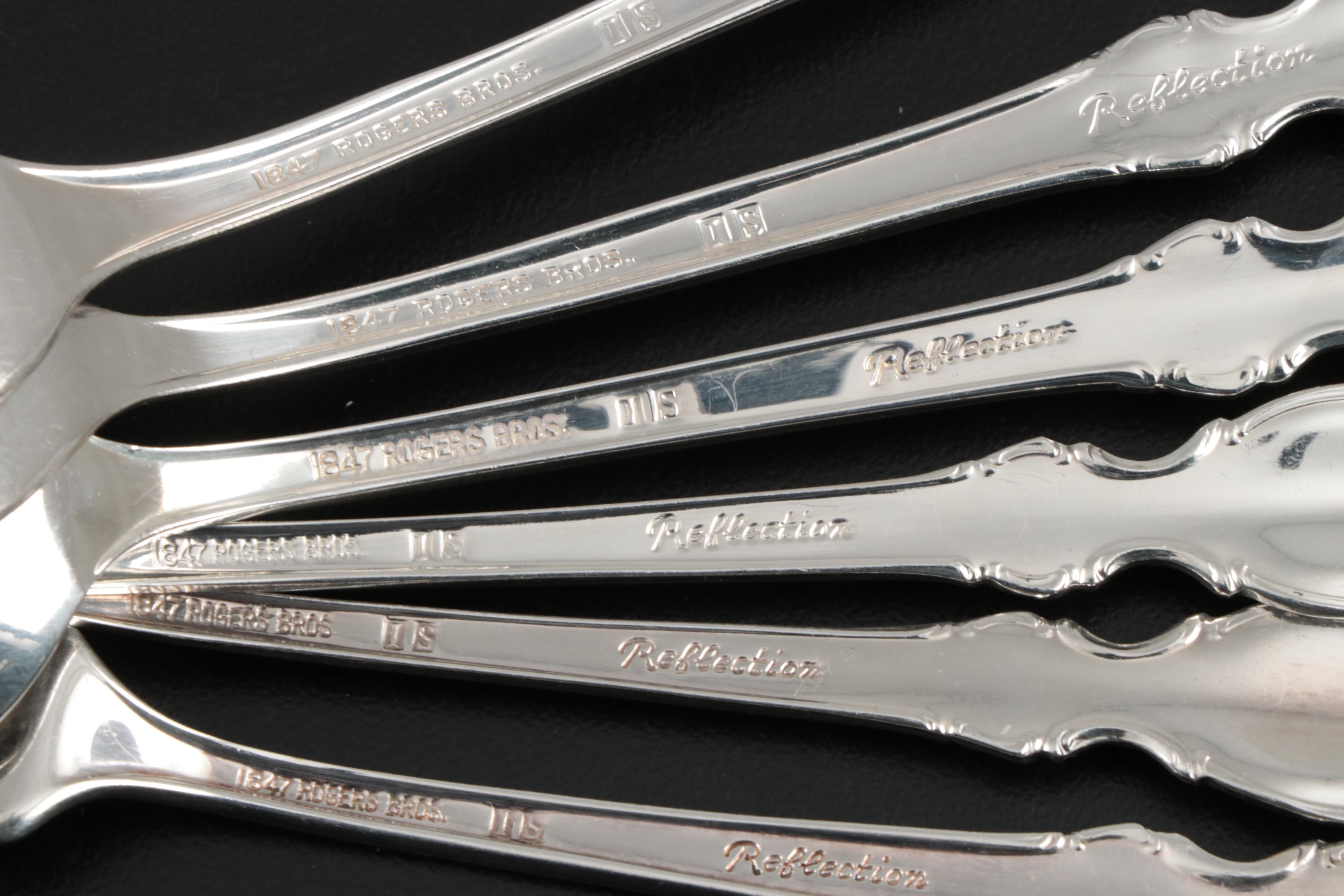 1847 Roger Bros. "Reflection" Silver Plate Flatware and Serving Utensils