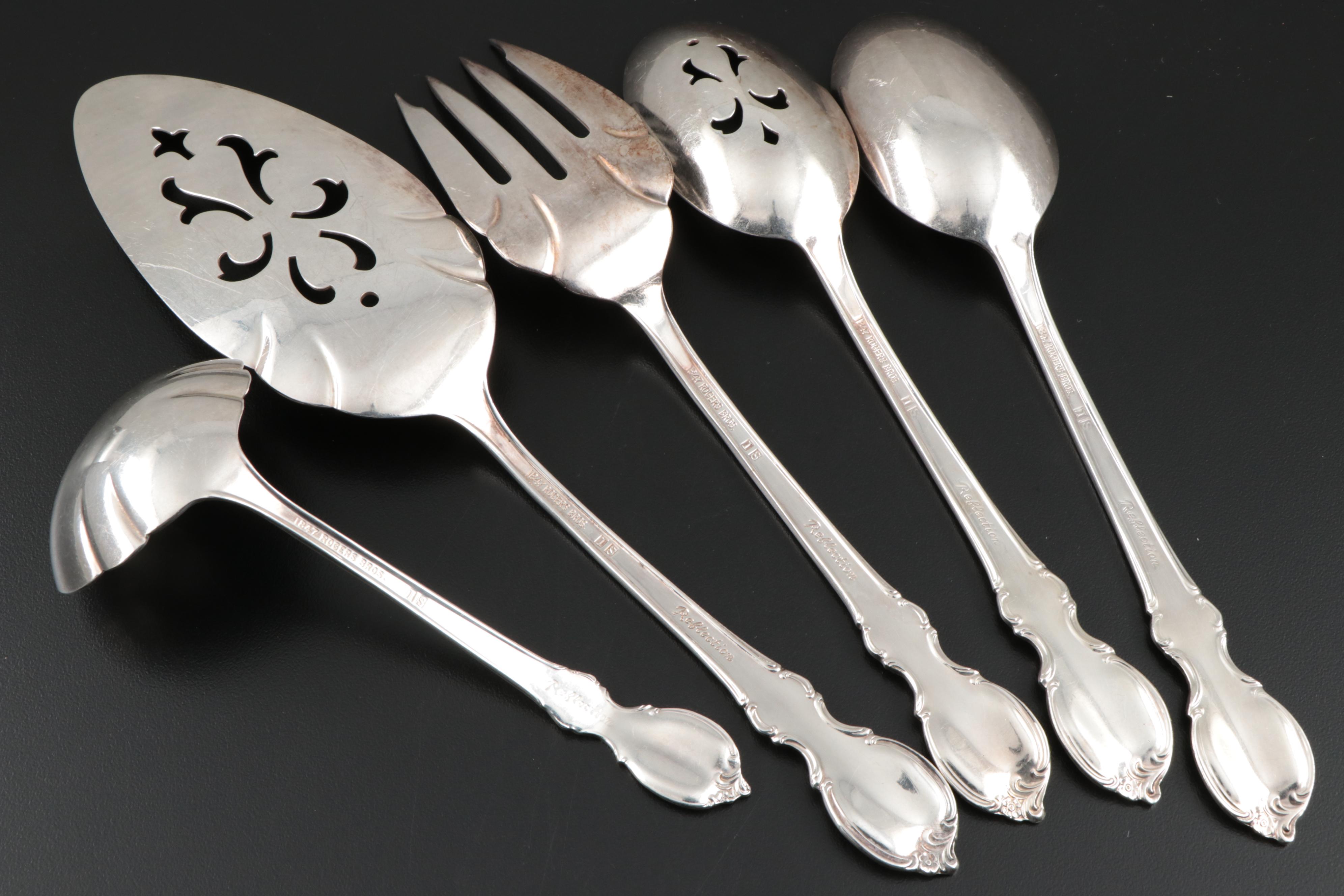 1847 Roger Bros. "Reflection" Silver Plate Flatware and Serving Utensils