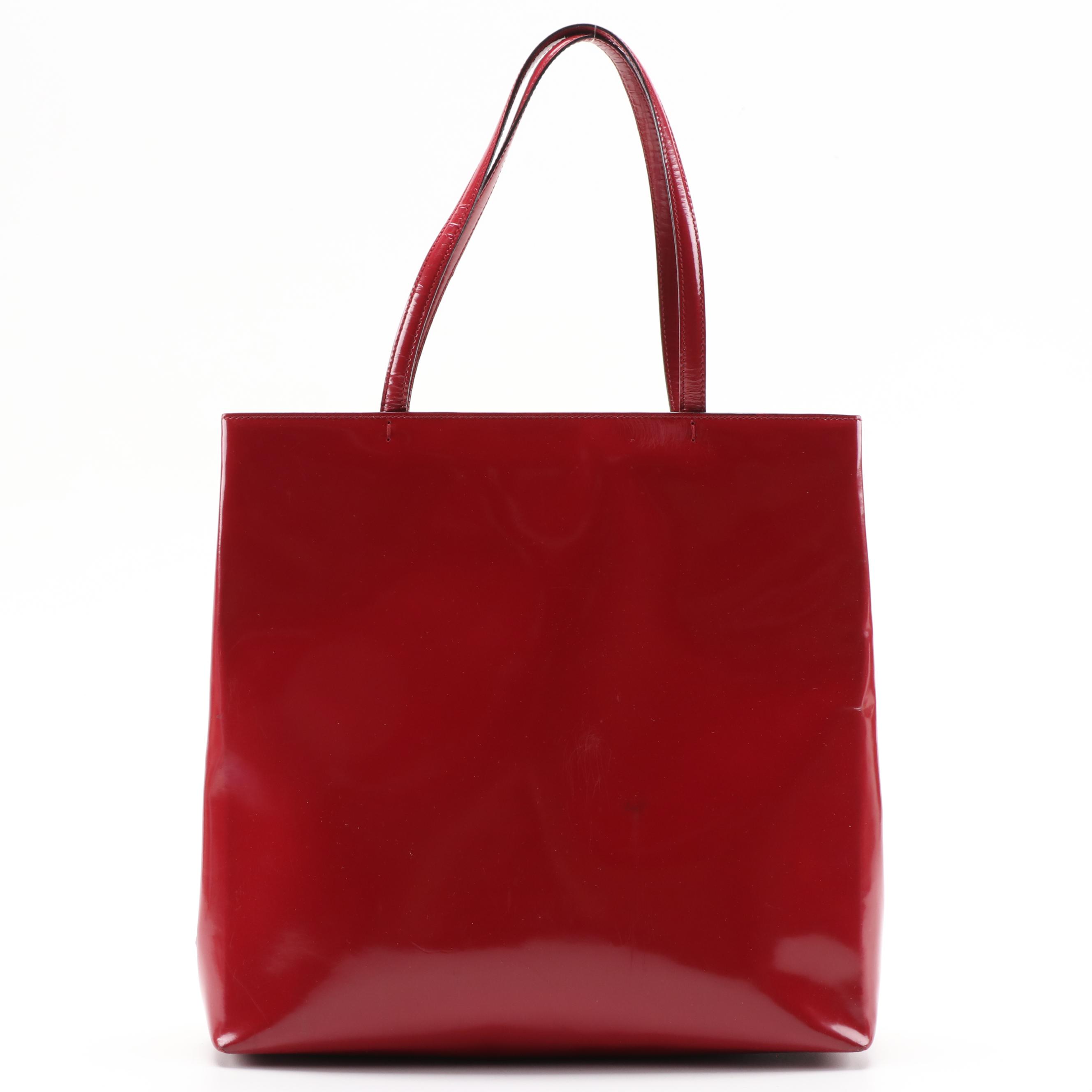 Prada Top Handle Bag in Red Patent Leather