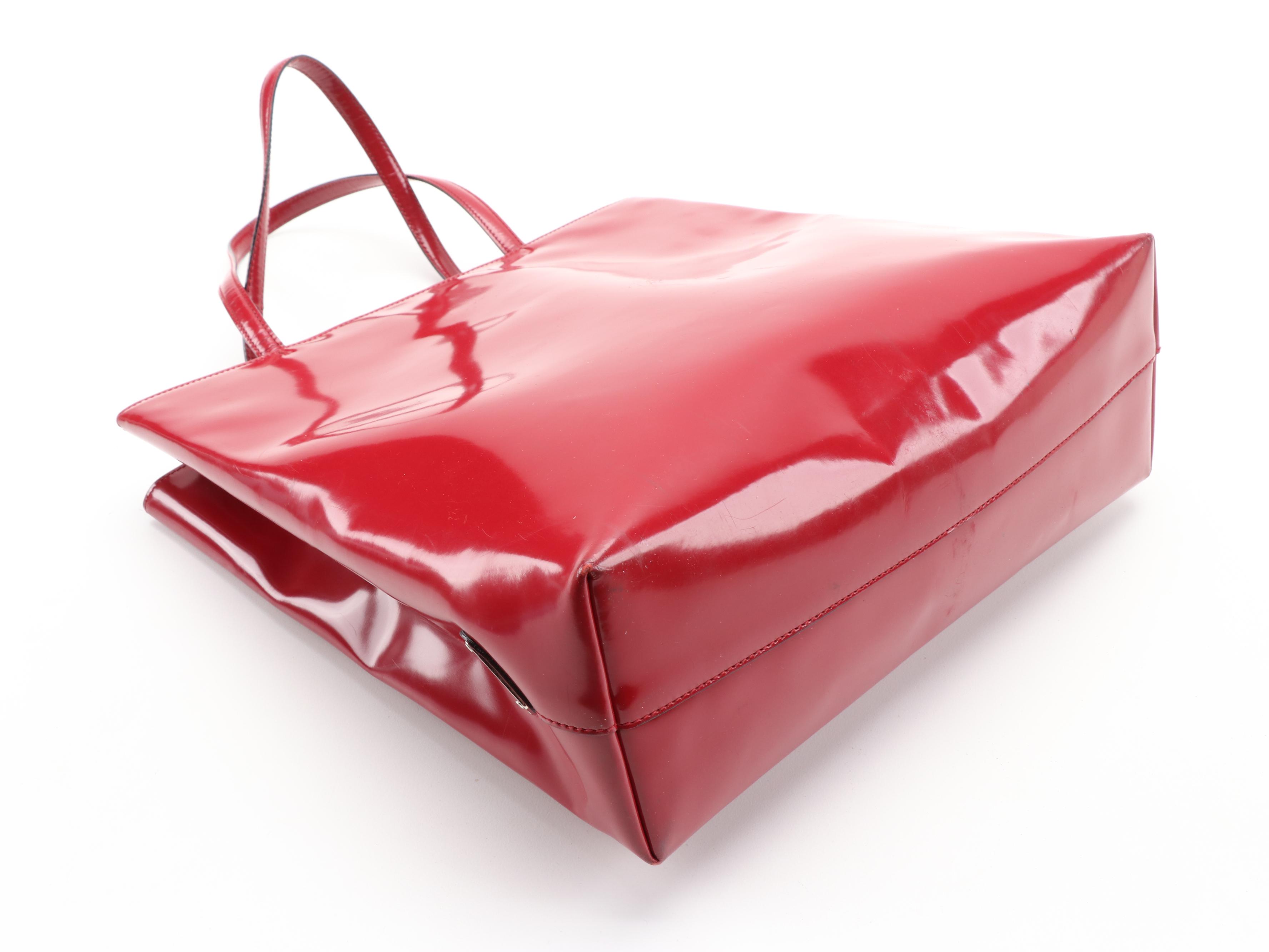 Prada Top Handle Bag in Red Patent Leather