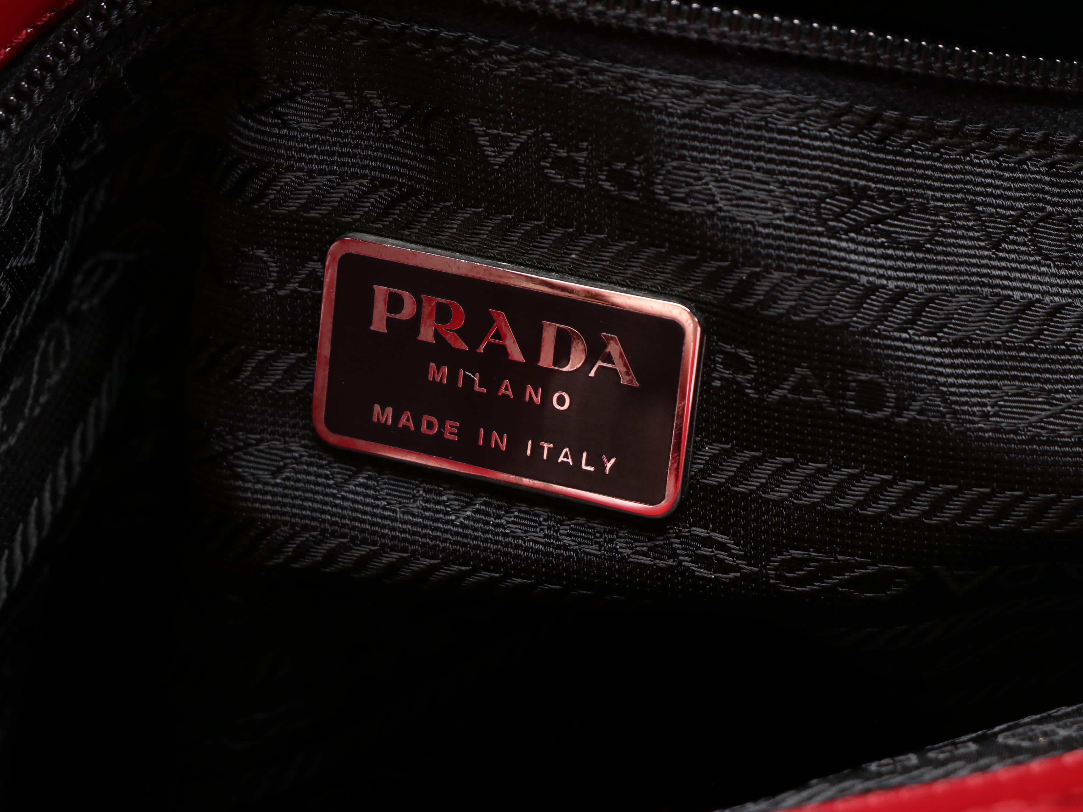 Prada Top Handle Bag in Red Patent Leather
