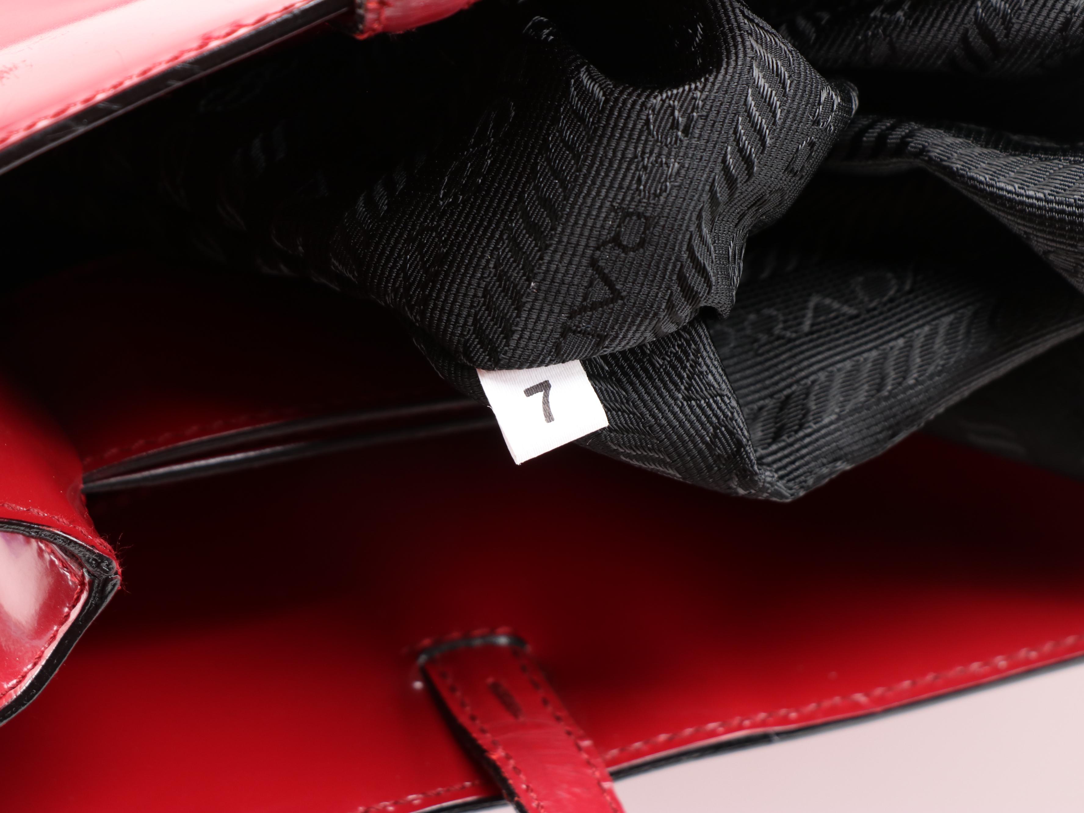 Prada Top Handle Bag in Red Patent Leather