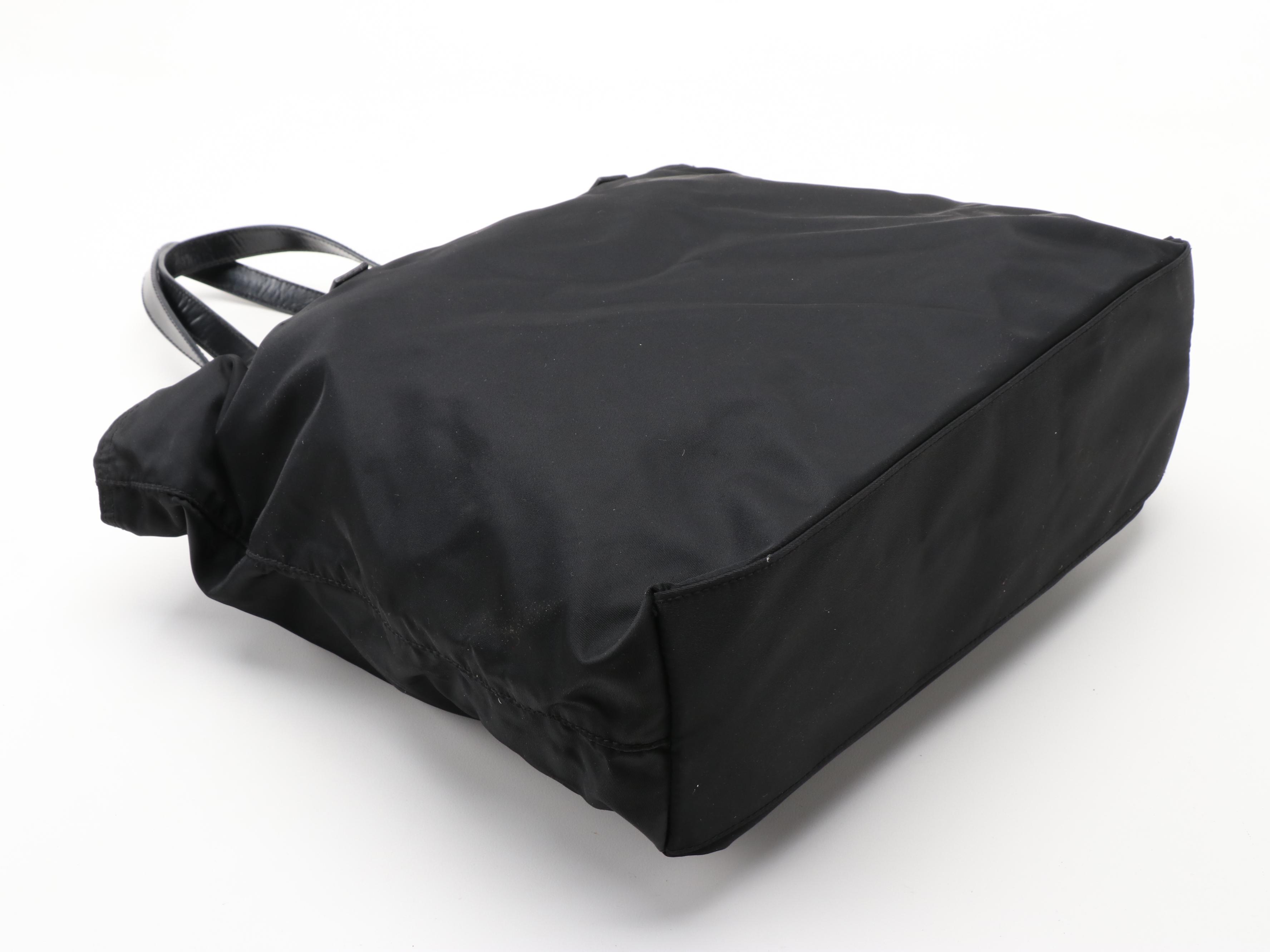 Prada Tote Bag in Black Tessuto Nylon with Leather Trim