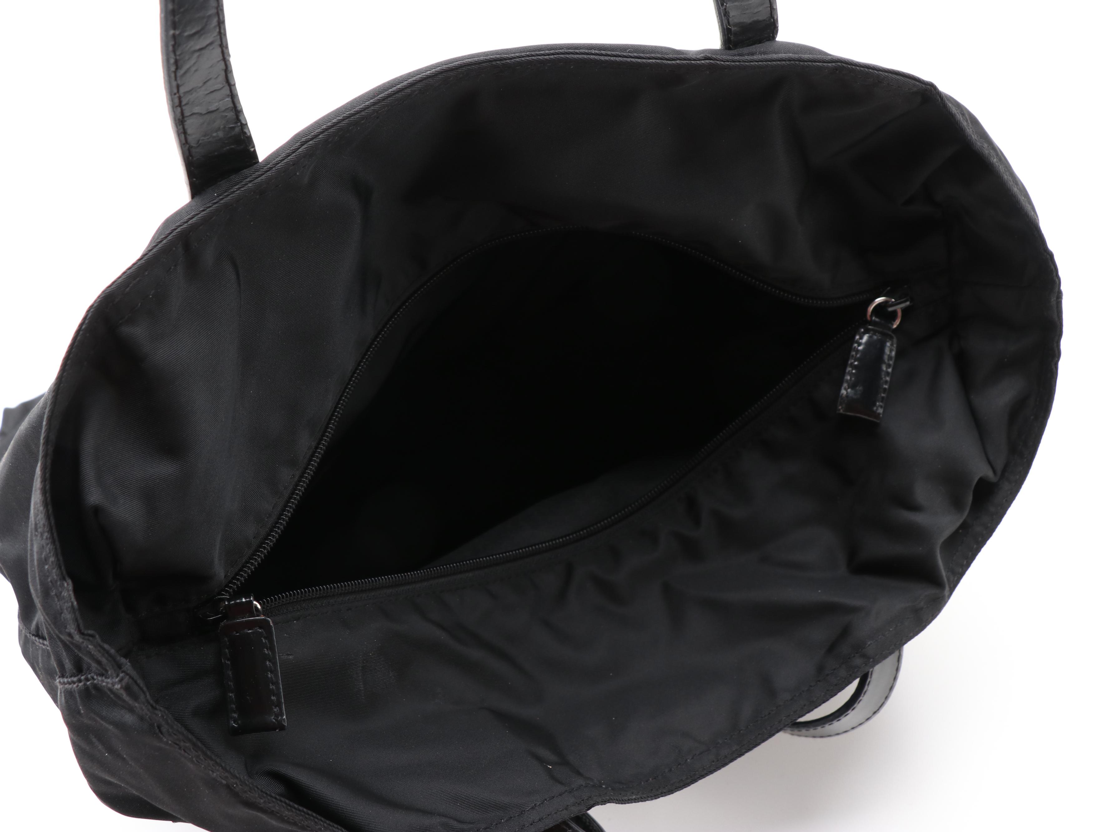 Prada Tote Bag in Black Tessuto Nylon with Leather Trim