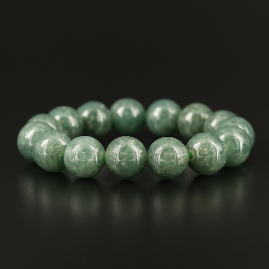 Jadeite Beaded Flexible Bracelet