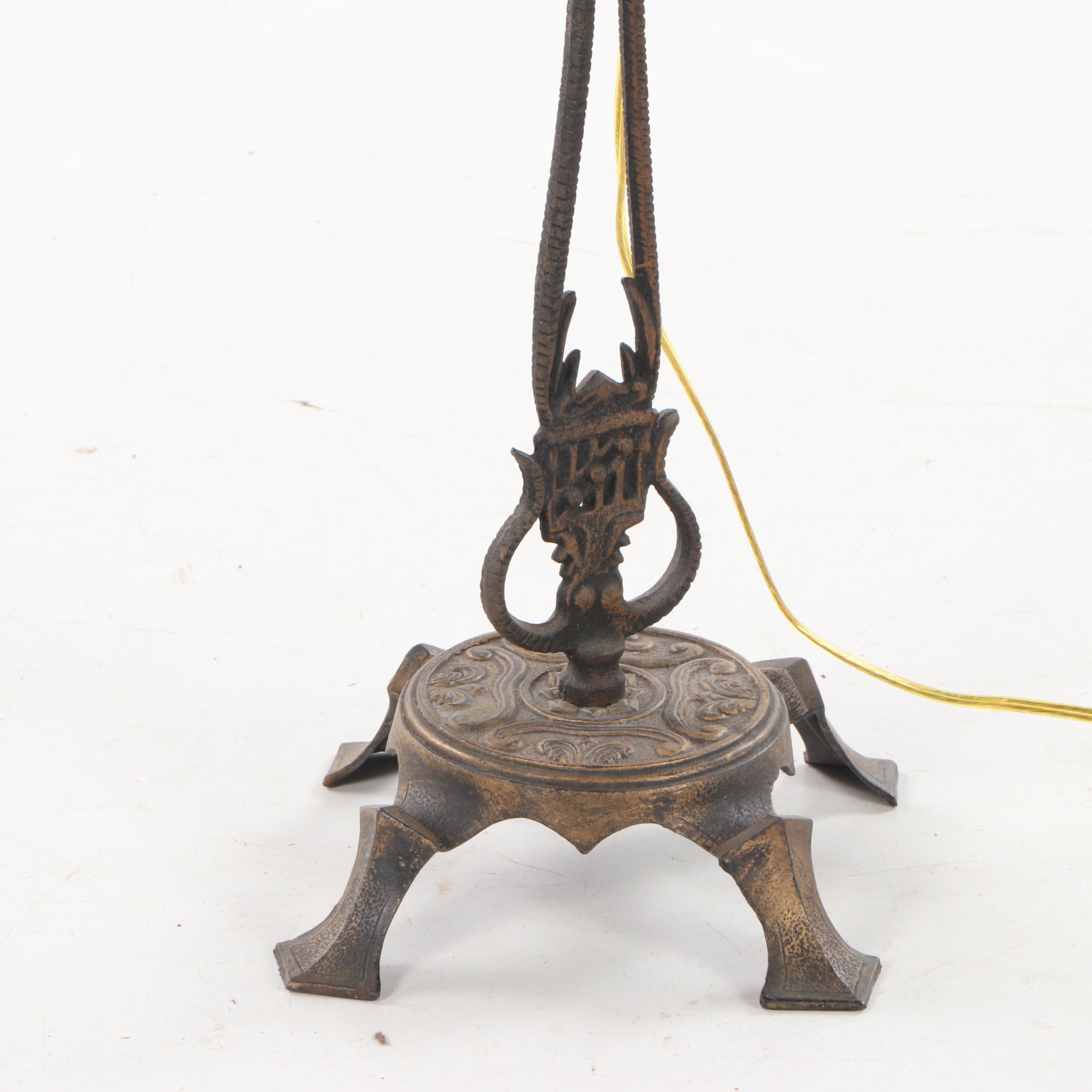 Gilt and Cast Iron Bridge-Arm Floor Lamp, Early 20th Century