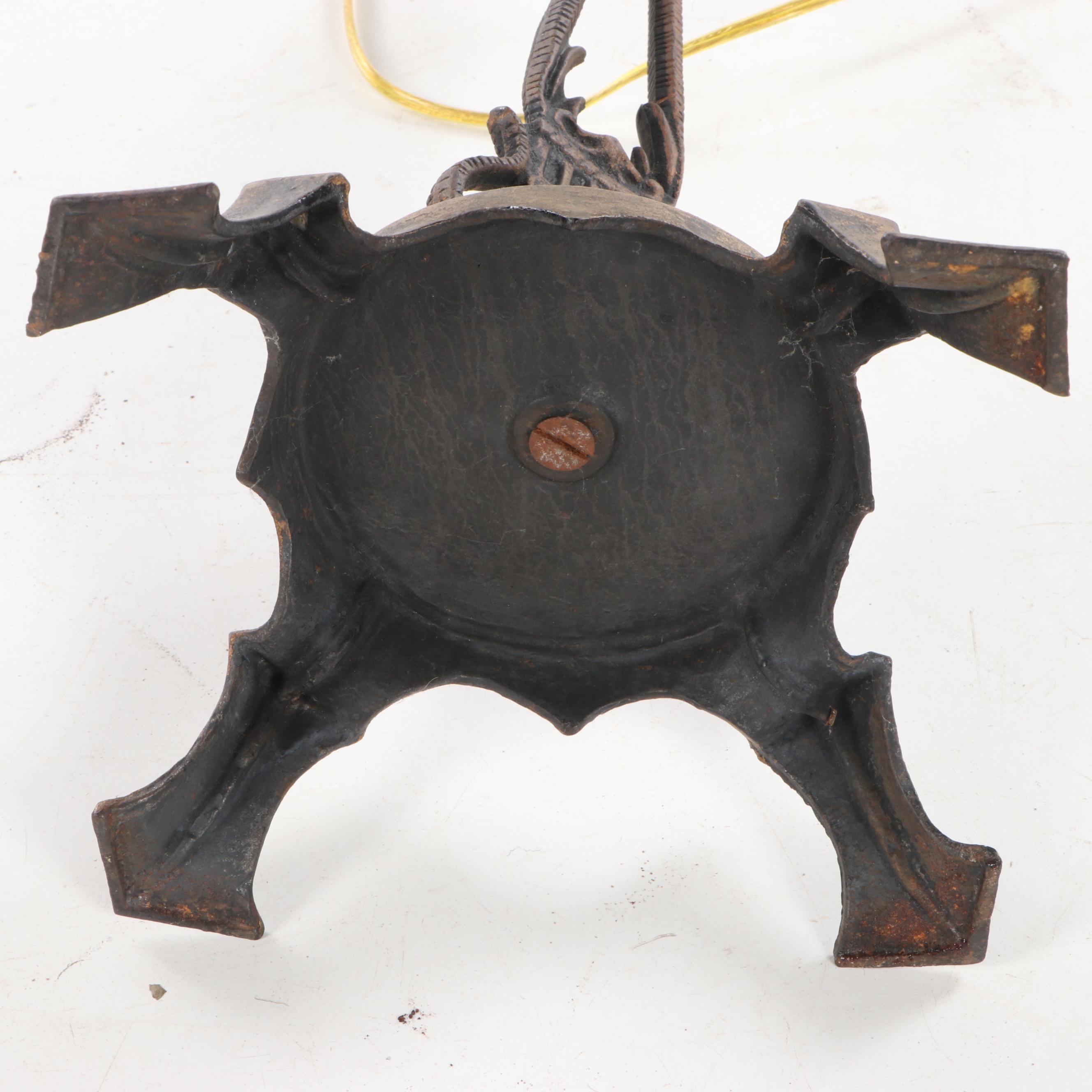 Gilt and Cast Iron Bridge-Arm Floor Lamp, Early 20th Century