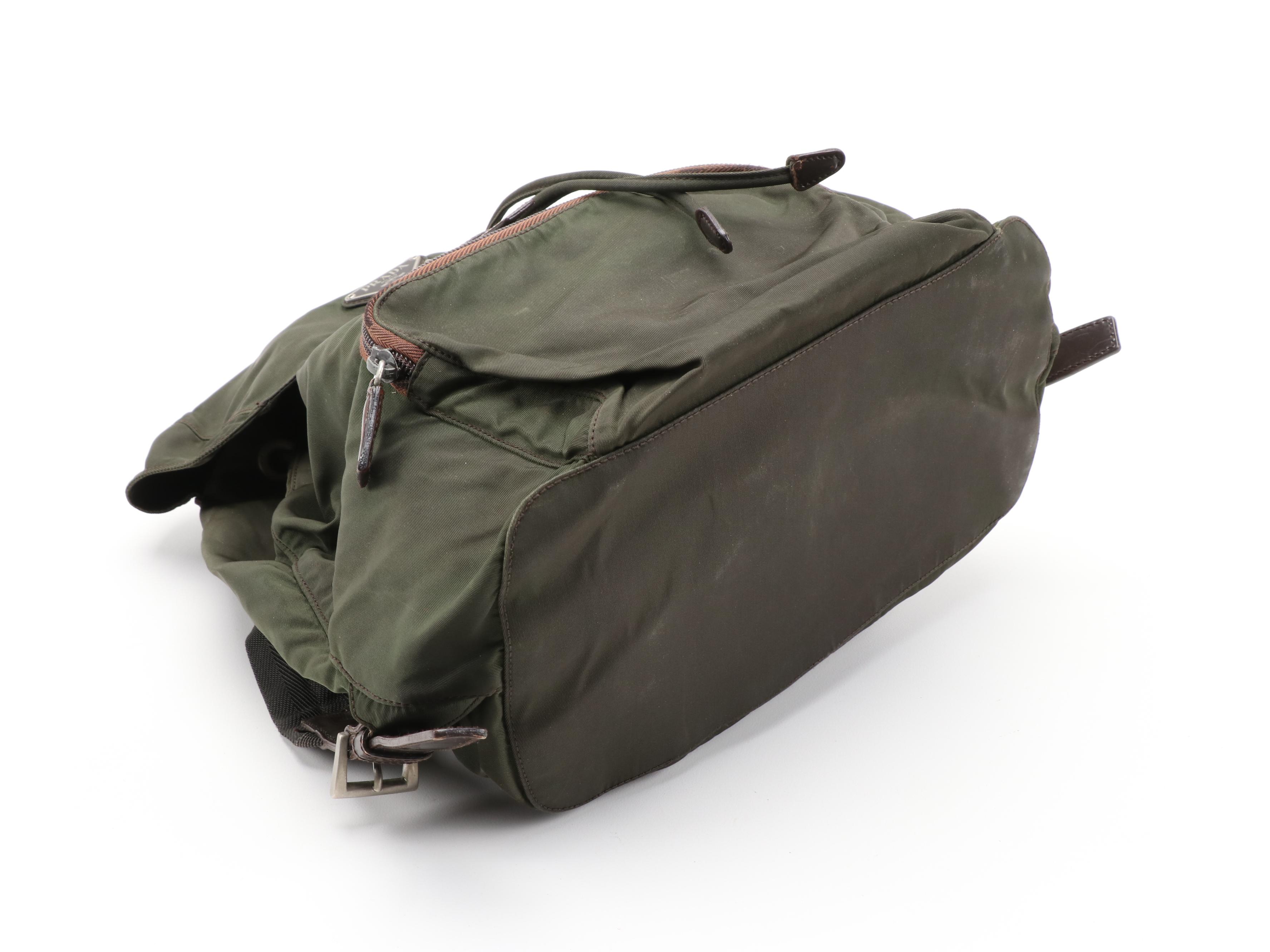 Prada Backpack in Green Nylon with Grosgrain Straps