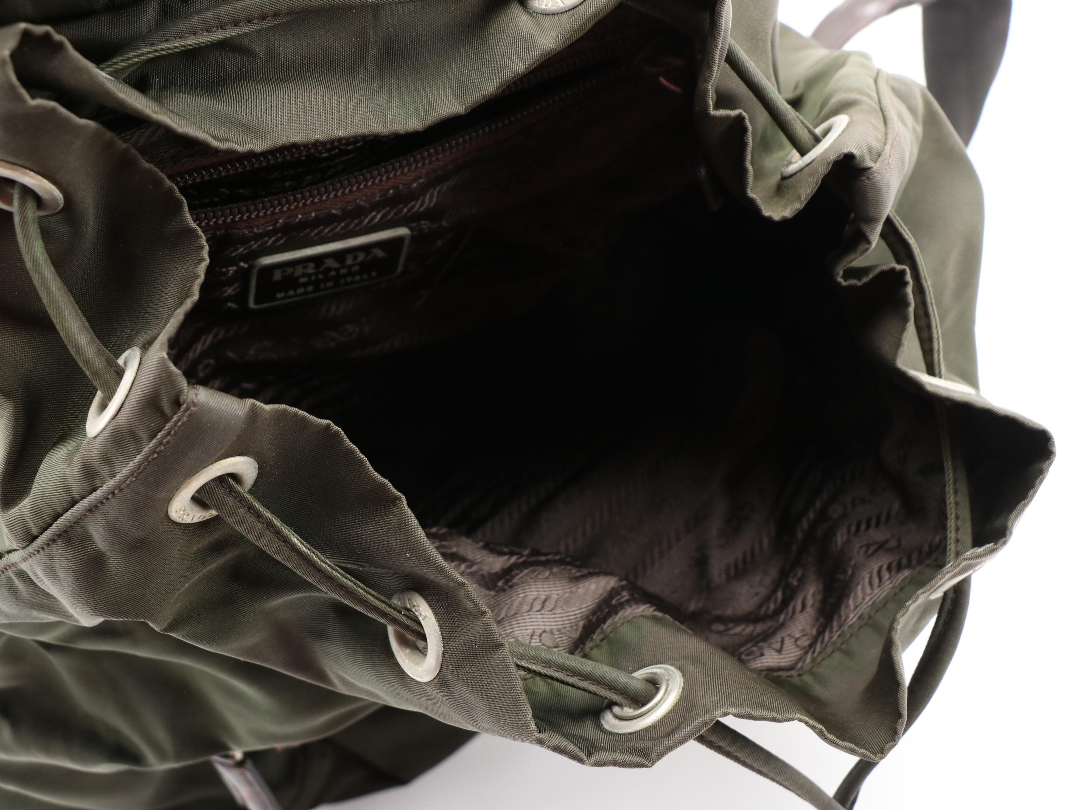 Prada Backpack in Green Nylon with Grosgrain Straps