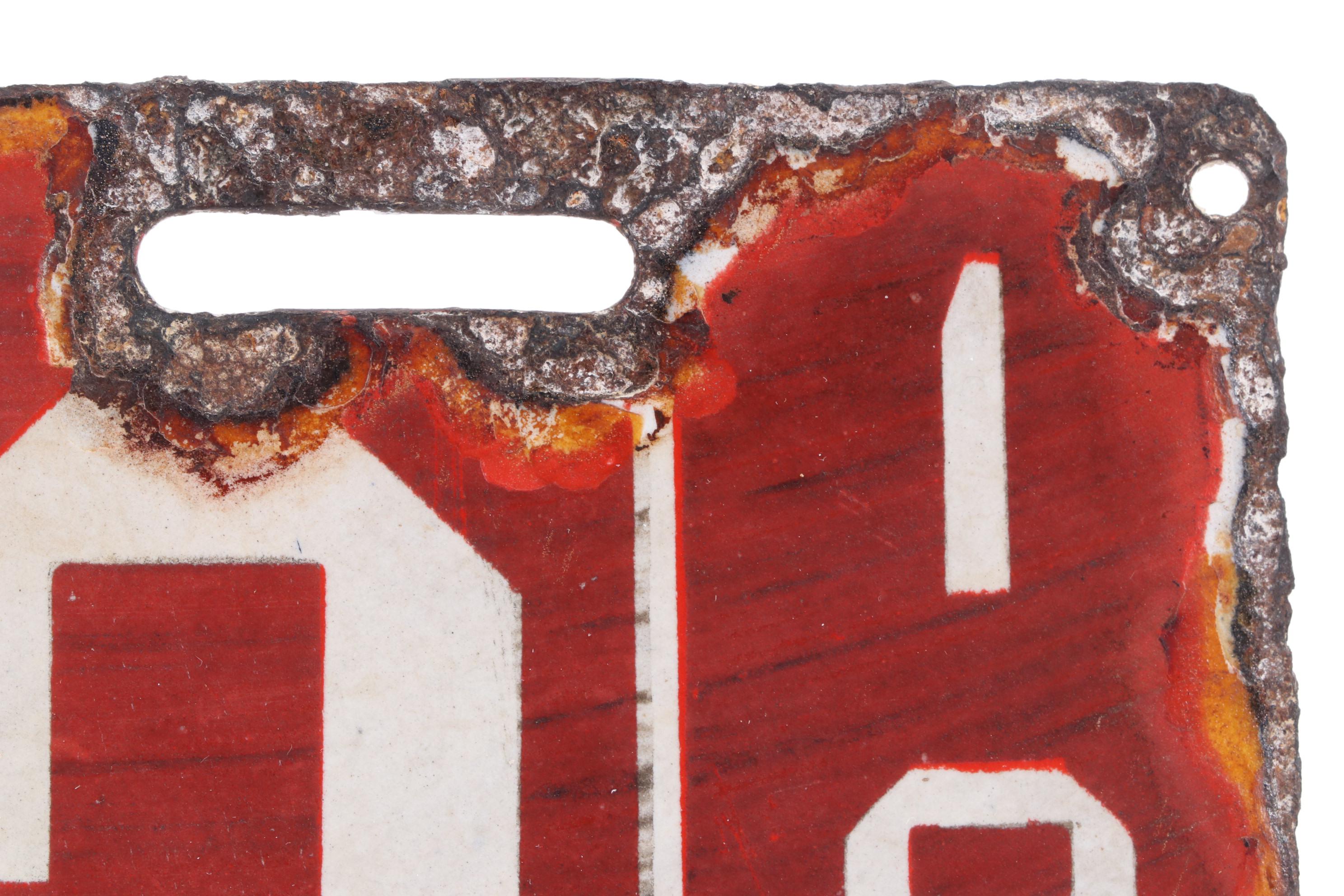 State of Ohio Porcelain Automobile License Plate, 1910