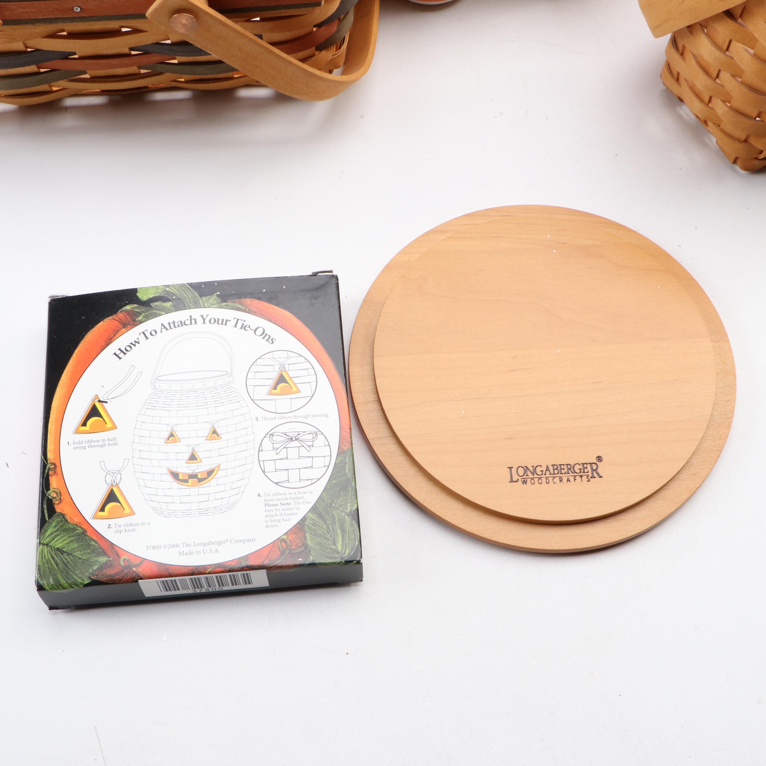 Longaberger Baskets with Autumn and Halloween Themed Ceramic and Metal Serveware