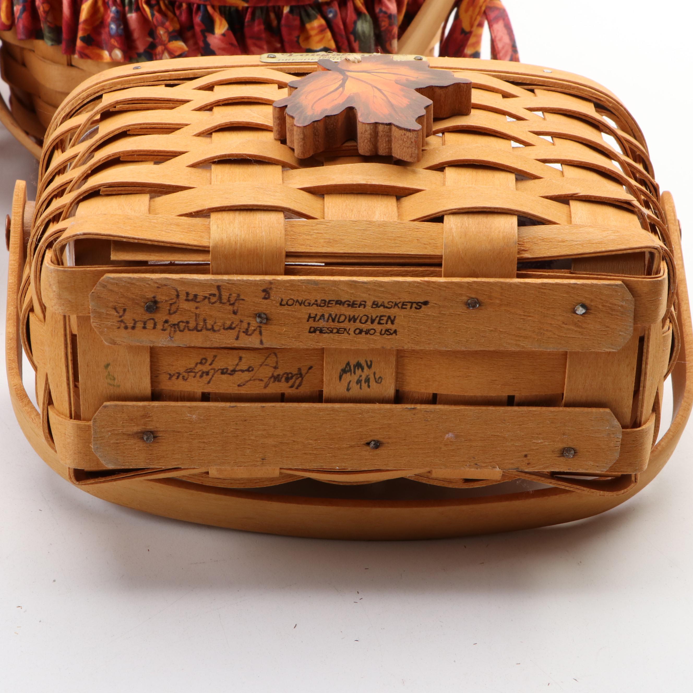 Longaberger Baskets with Autumn and Halloween Themed Ceramic and Metal Serveware