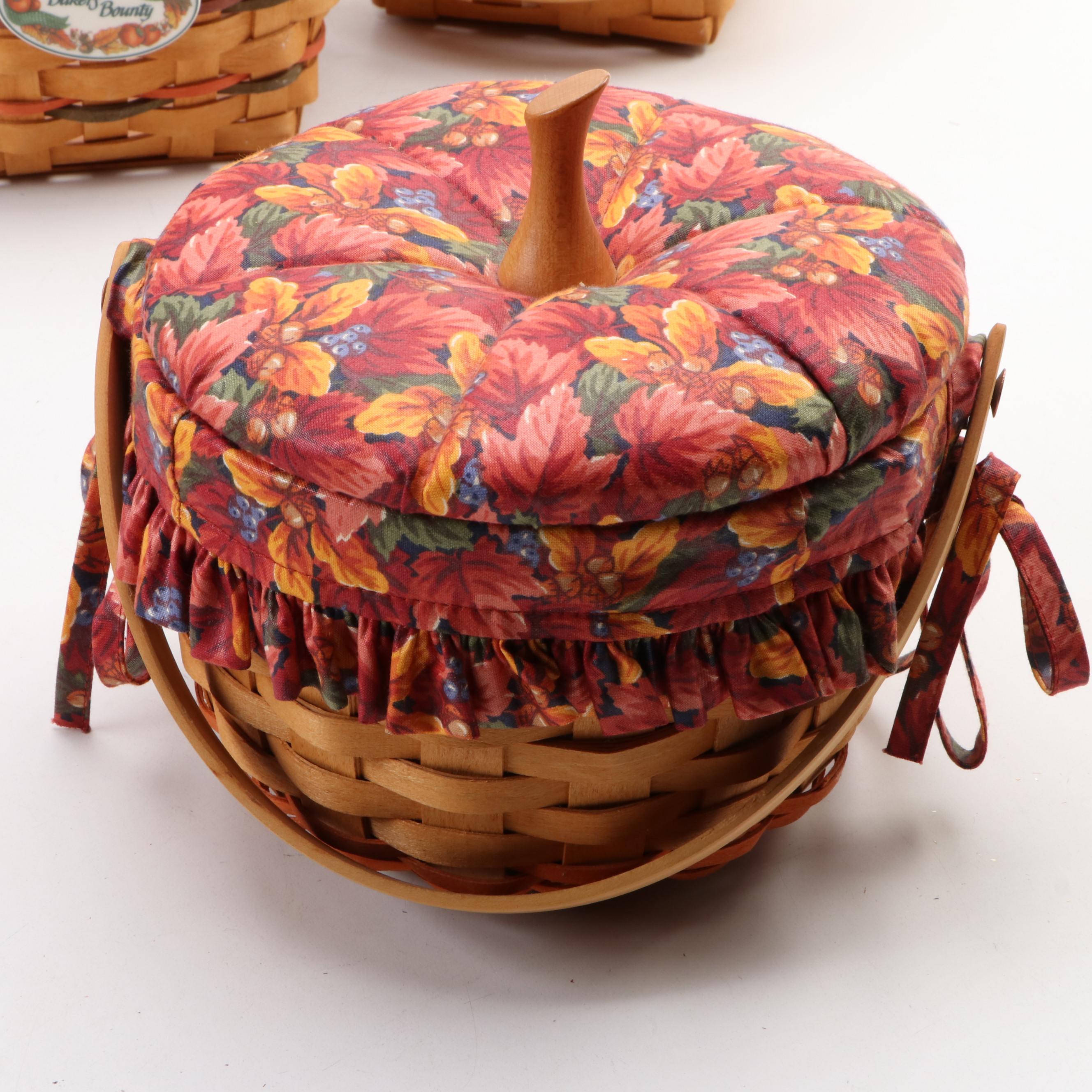Longaberger Baskets with Autumn and Halloween Themed Ceramic and Metal Serveware