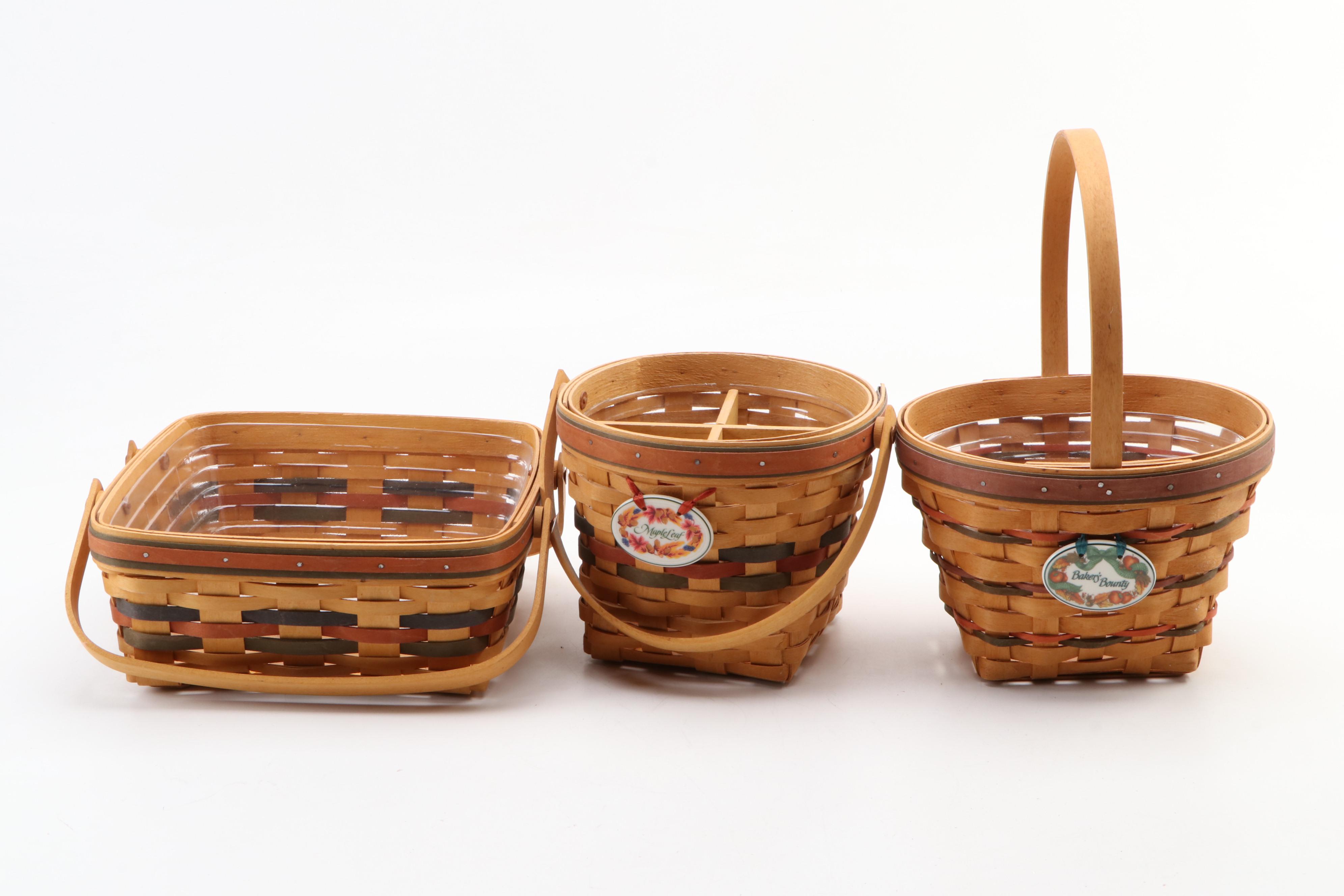 Longaberger Baskets with Autumn and Halloween Themed Ceramic and Metal Serveware